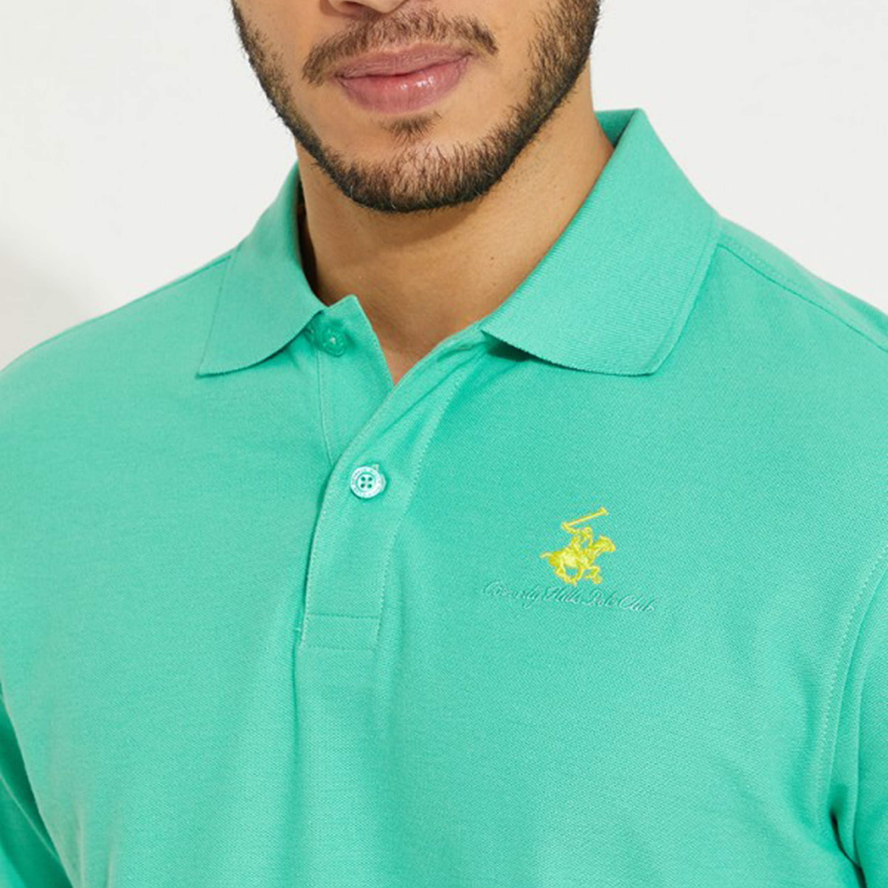 تي شيرت بيفرلي هيلز بولو كلب بأكمام قصيرة سادة بلون أزرق للرجال-men-clothing-tshirtsandpolos-polos-image-7