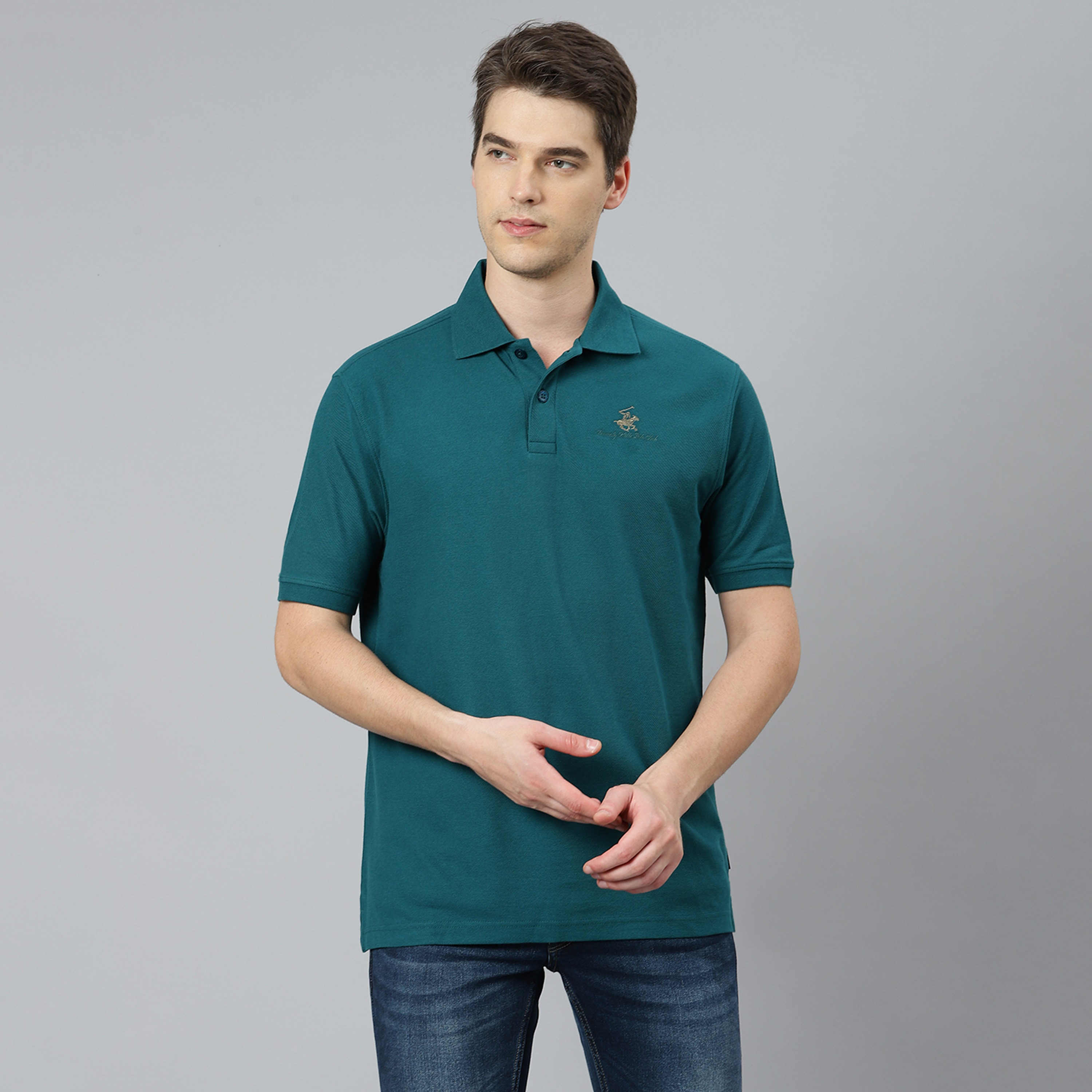 Beverly Hills Polo Club Men Blue Plain Short Sleeves Polo T-Shirt-men-clothing-tshirtsandpolos-polos-image-1