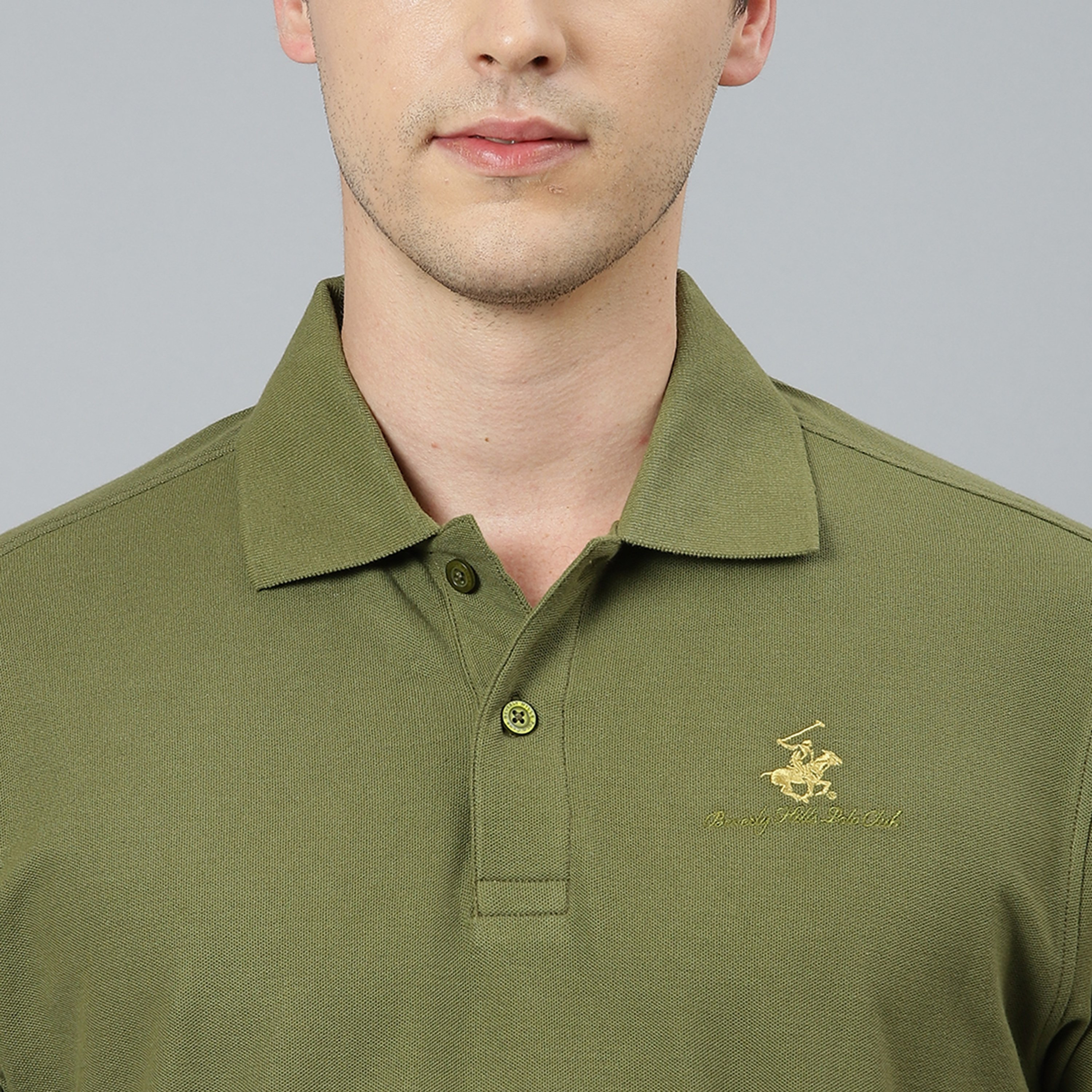 تي شيرت بيفرلي هيلز بولو كلب بأكمام قصيرة سادة بلون اخضر للرجال-men-clothing-tshirtsandpolos-polos-image-5