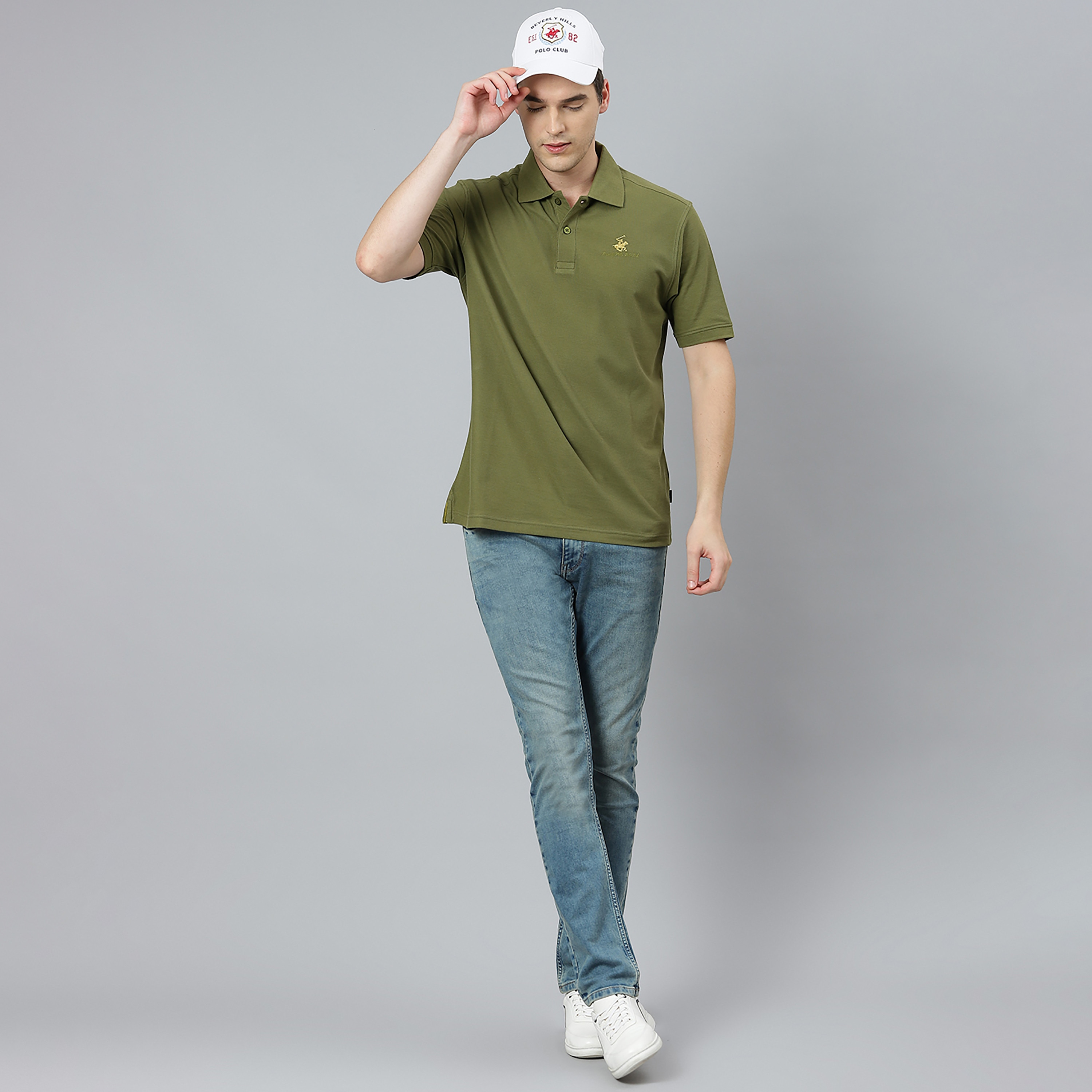 تي شيرت بيفرلي هيلز بولو كلب بأكمام قصيرة سادة بلون اخضر للرجال-men-clothing-tshirtsandpolos-polos-image-6