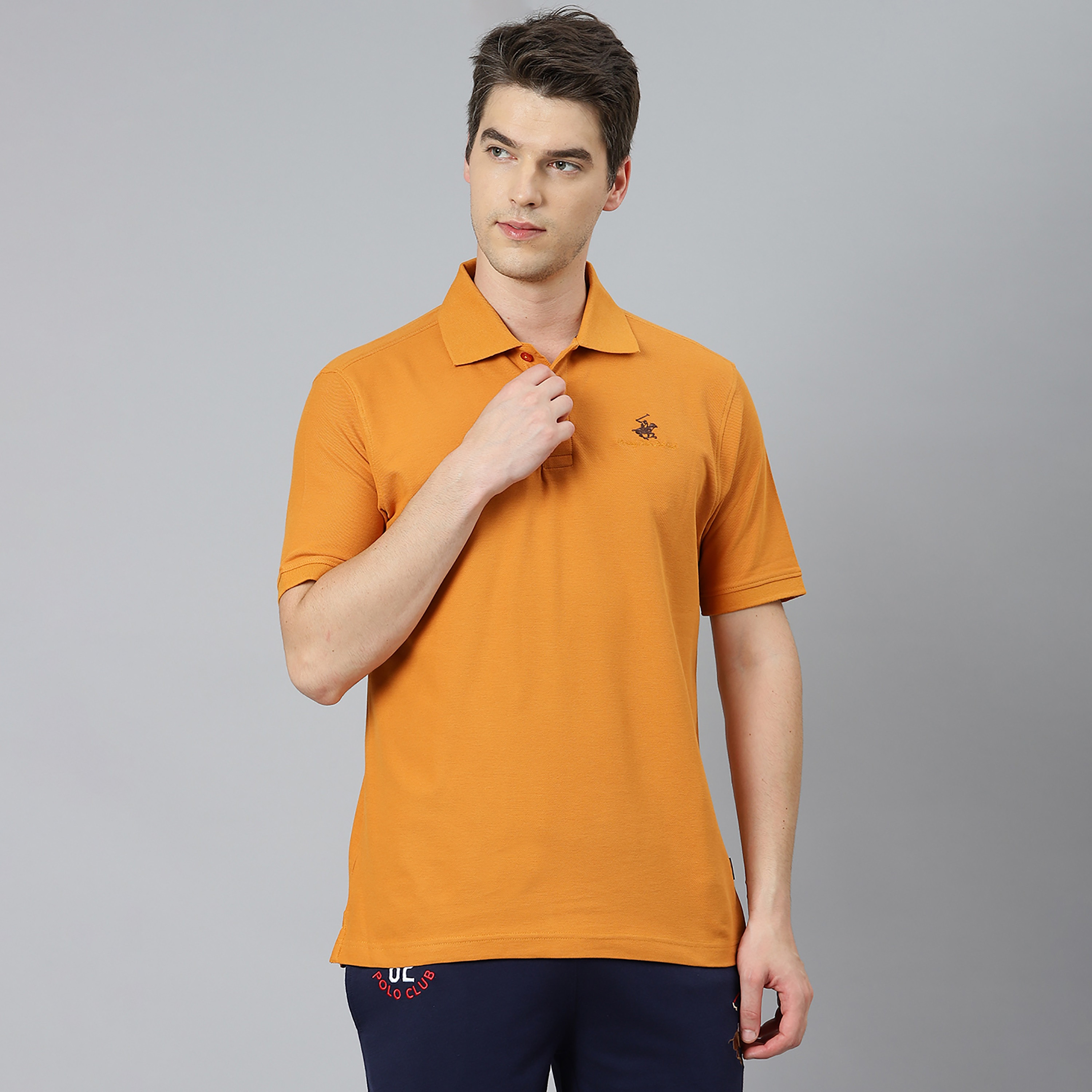 تي شيرت بيفرلي هيلز بولو كلب بأكمام قصيرة سادة بلون اخضر للرجال-men-clothing-tshirtsandpolos-polos-image-8