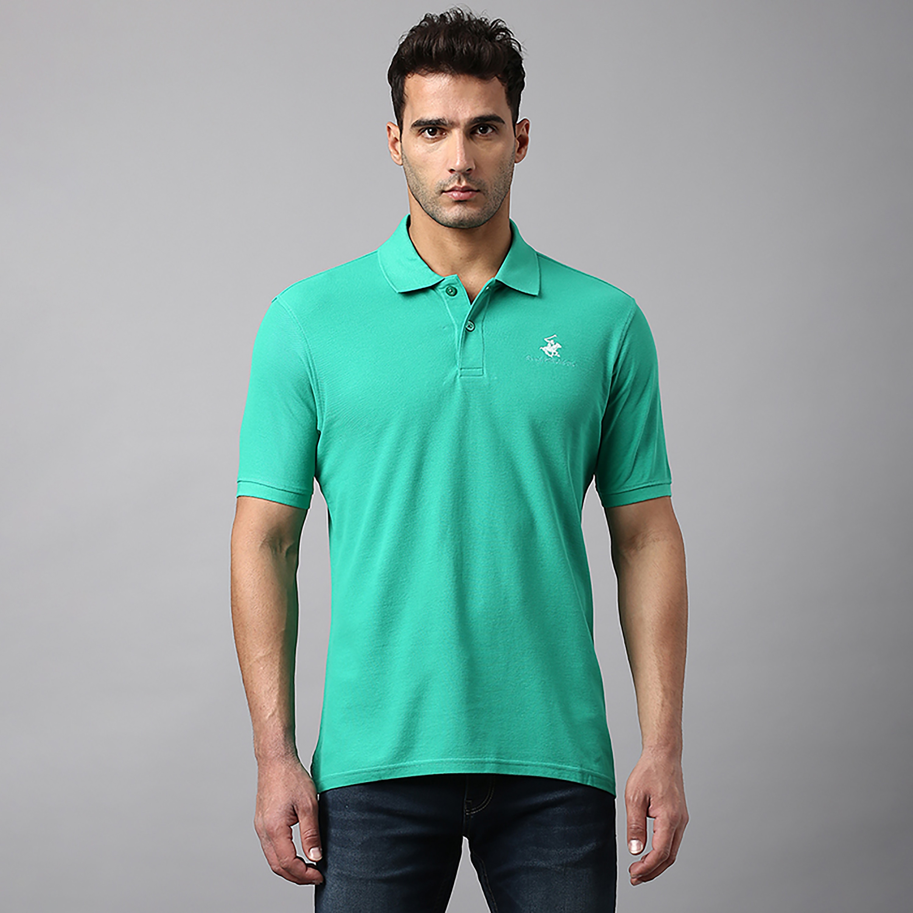 Beverly Hills Polo Club Men's Plain Collared Short Sleeve Polo Shirt-men-clothing-tshirtsandpolos-polos-image-1
