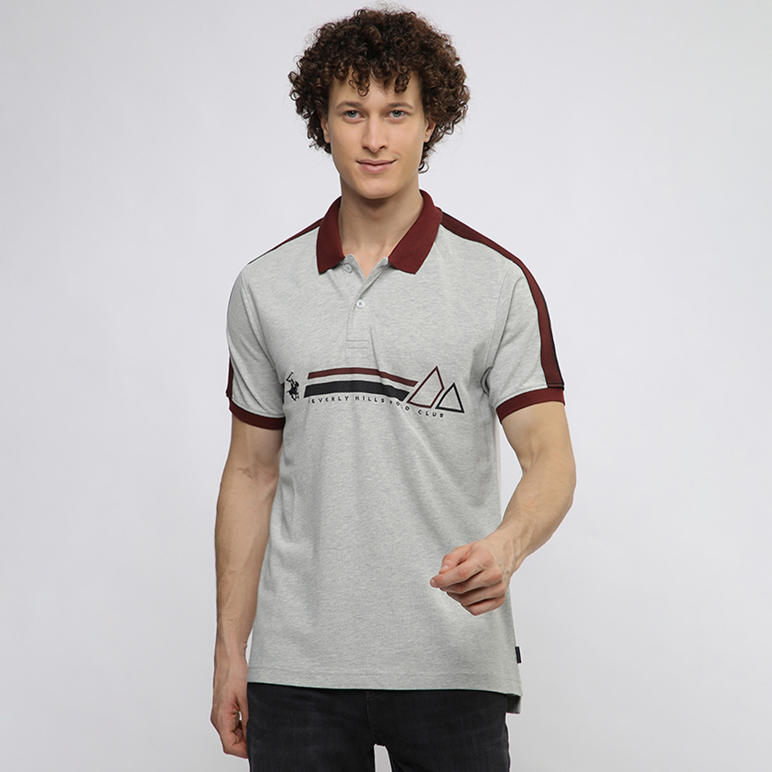 تي شيرت بولو رجالي بأكمام قصيرة وياقة مطبوعة من بيفرلي هيلز بولو كلوب-men-clothing-tshirtsandpolos-polos-image-1