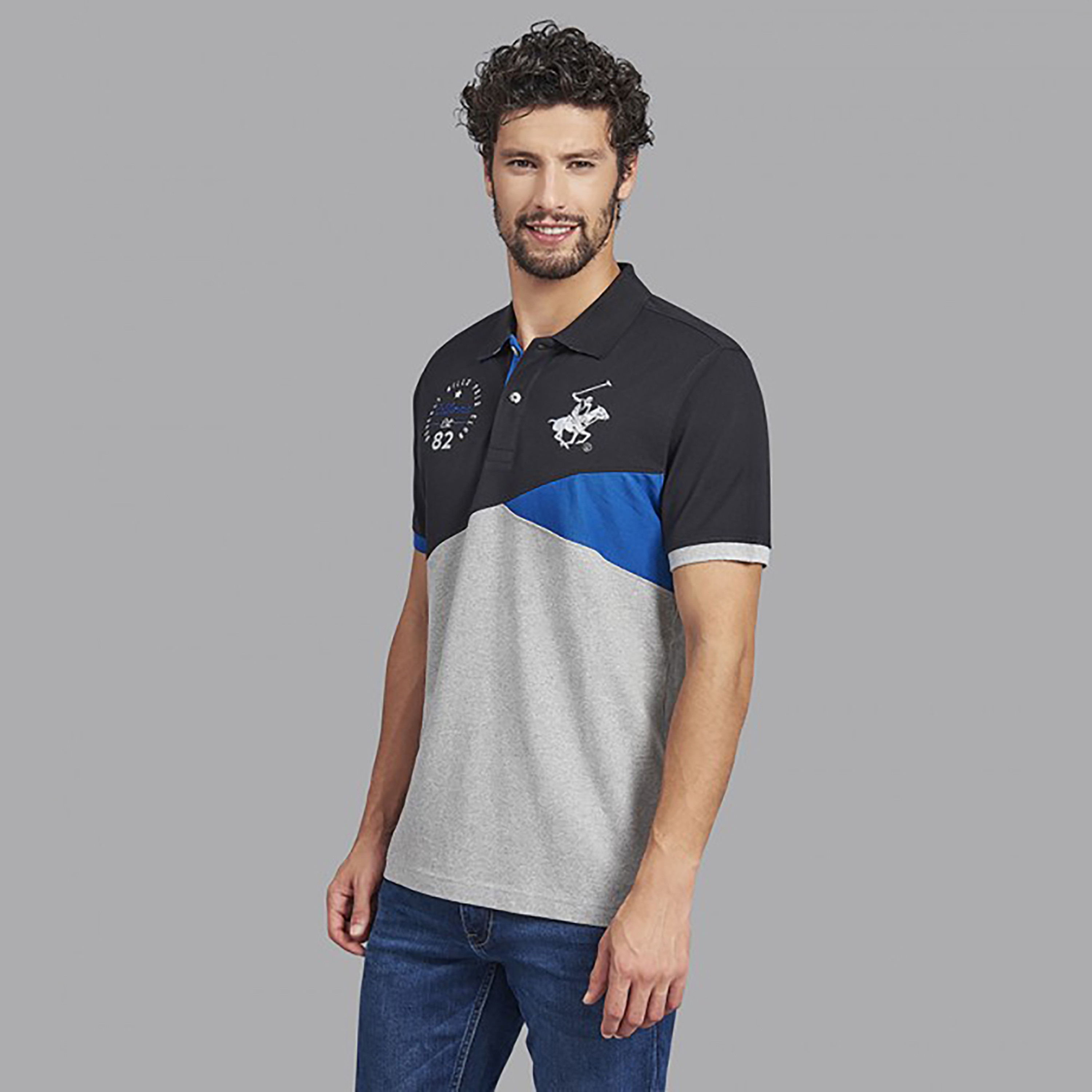 تي شيرت بولو من بيفرلي هيلز بولو كلب رجالي بلون أسود مع منسوج بأكمام قصيرة-men-clothing-tshirtsandpolos-polos-image-1