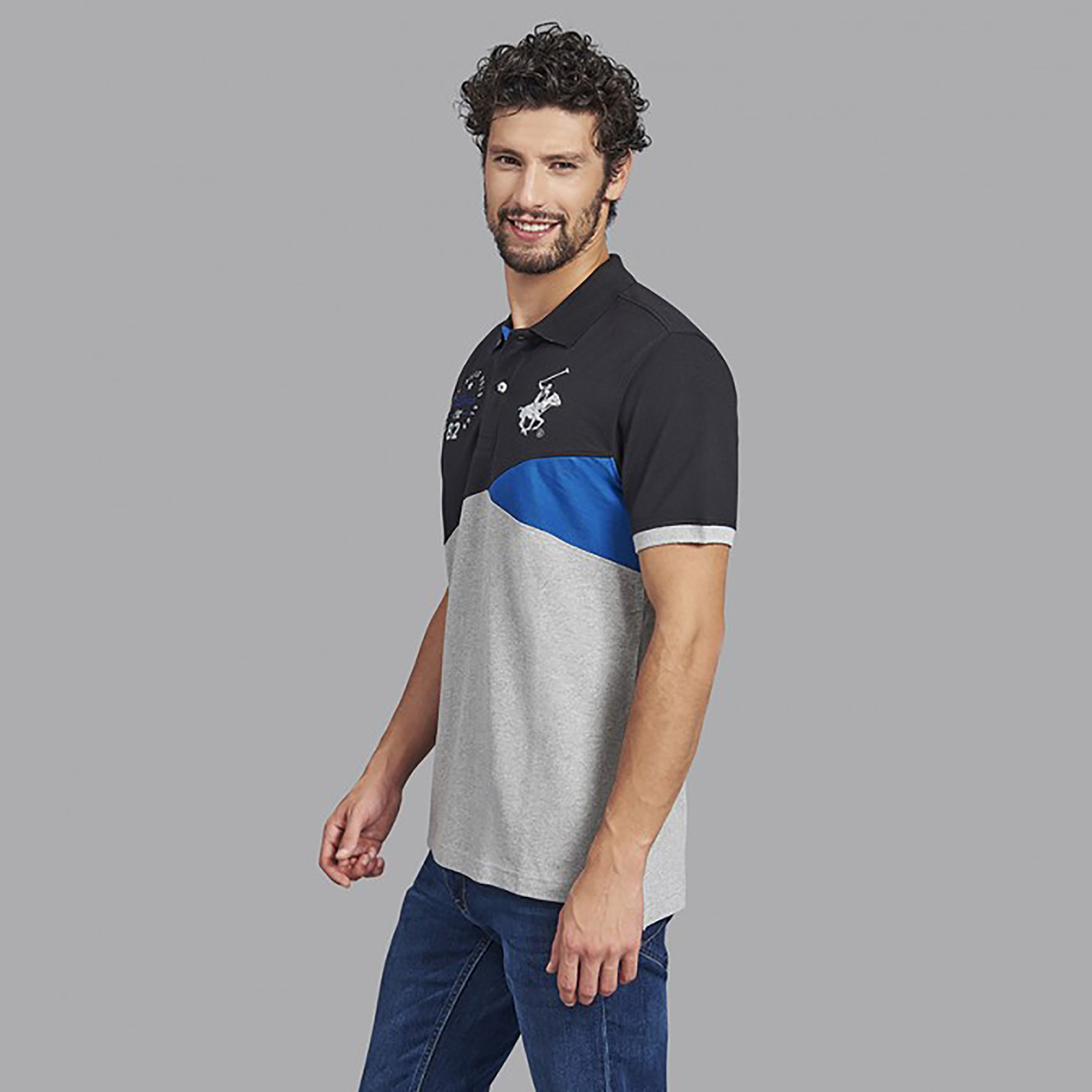 تي شيرت بولو من بيفرلي هيلز بولو كلب رجالي بلون أسود مع منسوج بأكمام قصيرة-men-clothing-tshirtsandpolos-polos-image-2