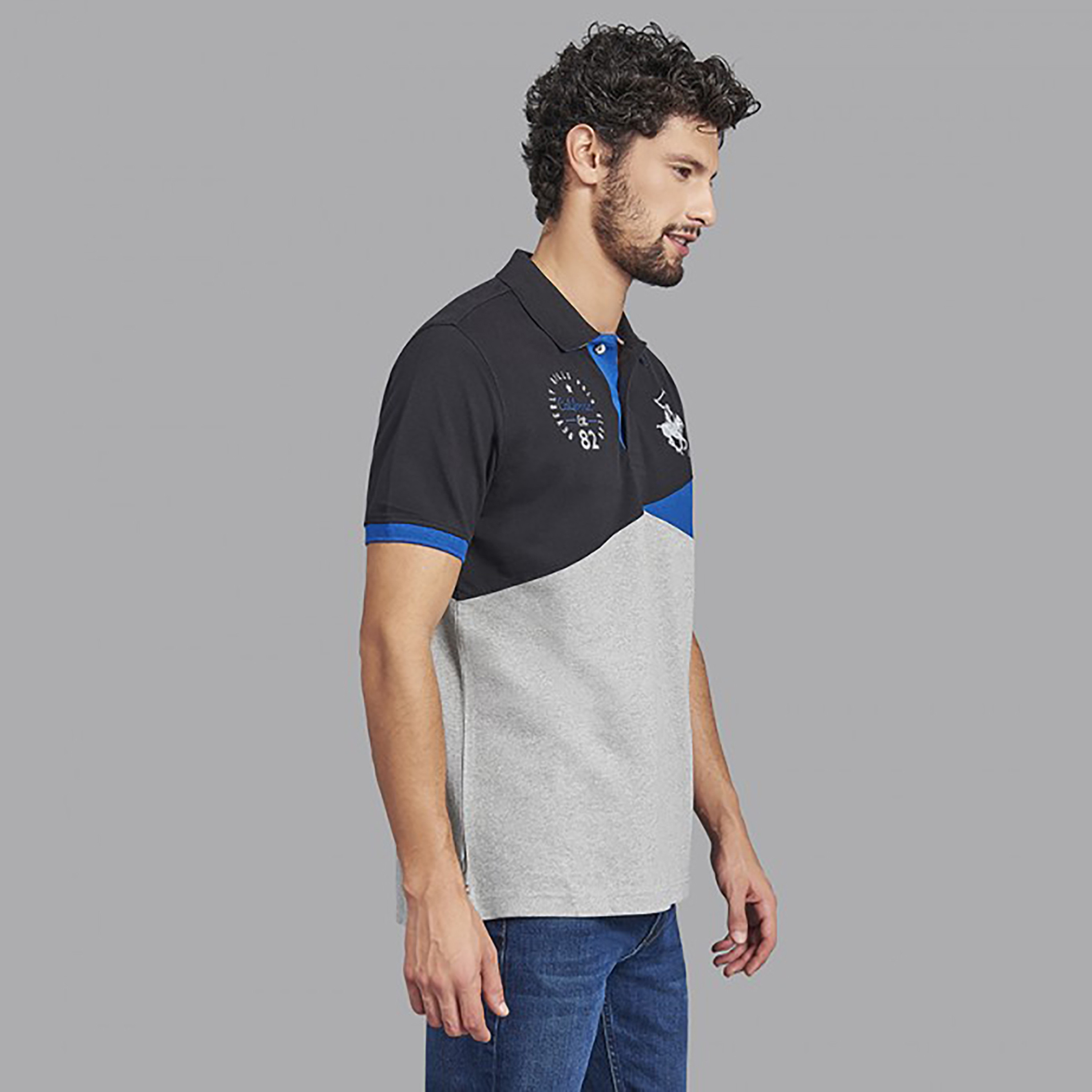 تي شيرت بولو من بيفرلي هيلز بولو كلب رجالي بلون أسود مع منسوج بأكمام قصيرة-men-clothing-tshirtsandpolos-polos-image-3