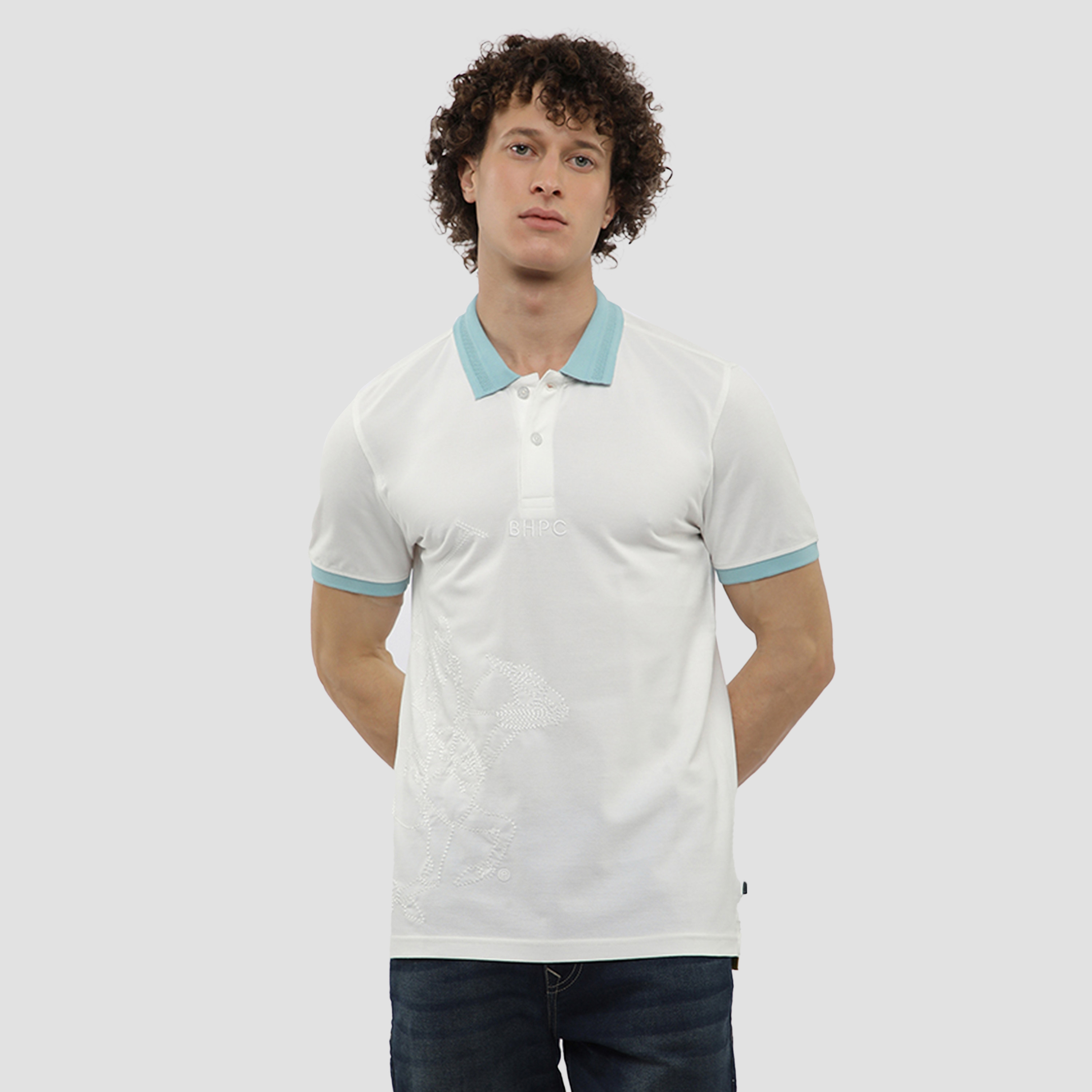 تي شيرت بولو رجالي سادة بأكمام قصيرة وياقة من بيفرلي هيلز بولو كلوب-men-clothing-tshirtsandpolos-polos-image-1