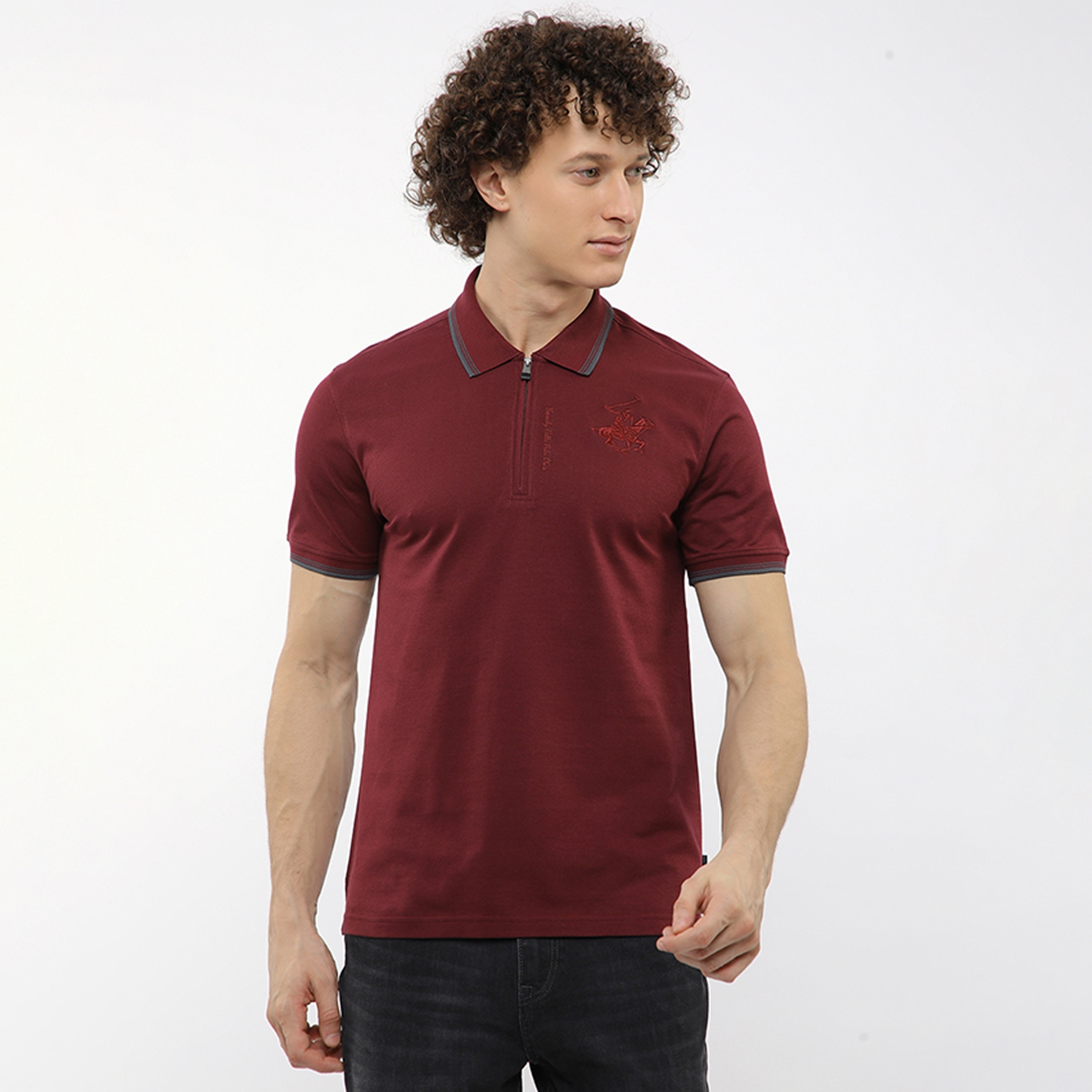 تي شيرت بولو رجالي سادة بأكمام قصيرة وياقة من بيفرلي هيلز بولو كلوب-men-clothing-tshirtsandpolos-polos-image-5