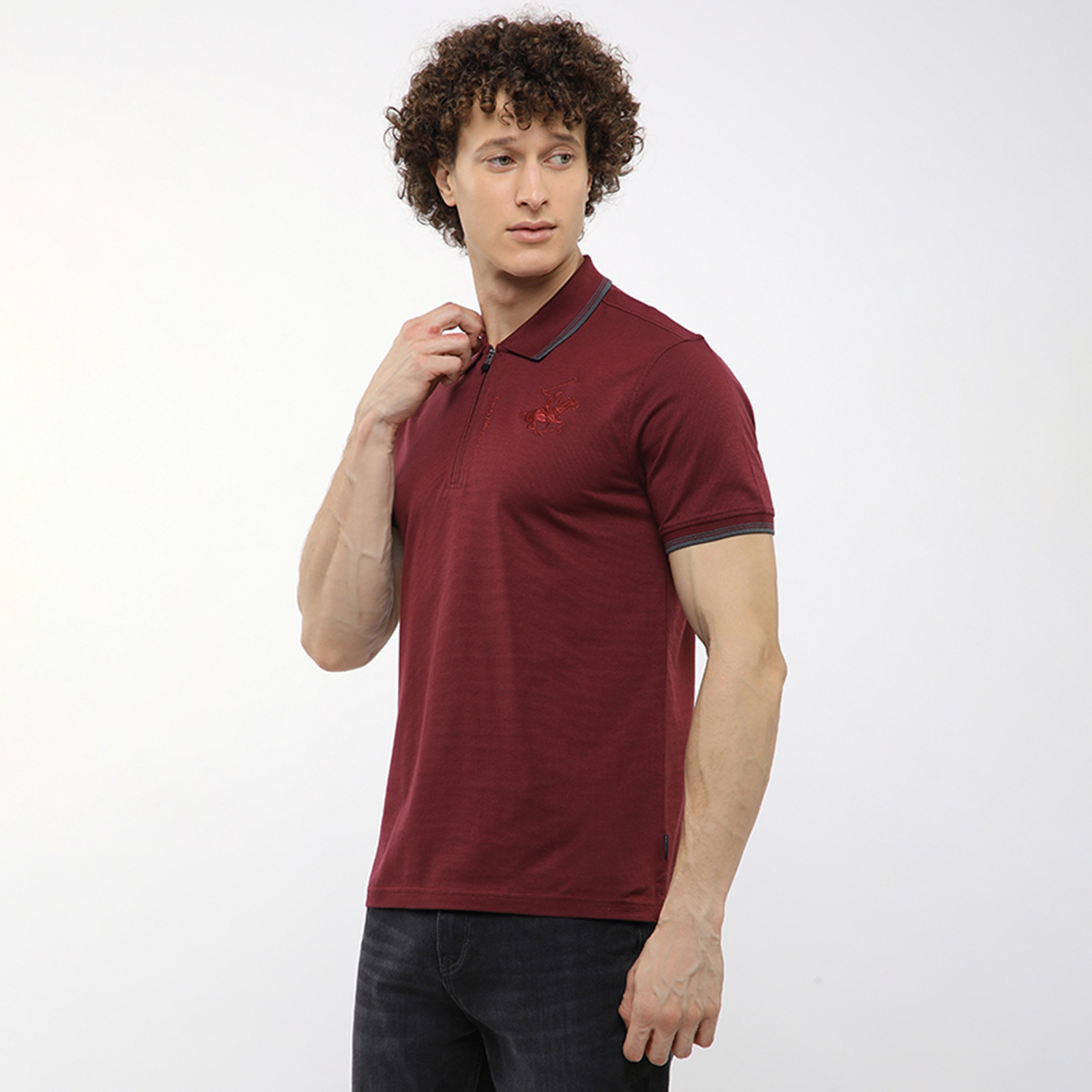 تي شيرت بولو رجالي سادة بأكمام قصيرة وياقة من بيفرلي هيلز بولو كلوب-men-clothing-tshirtsandpolos-polos-image-6