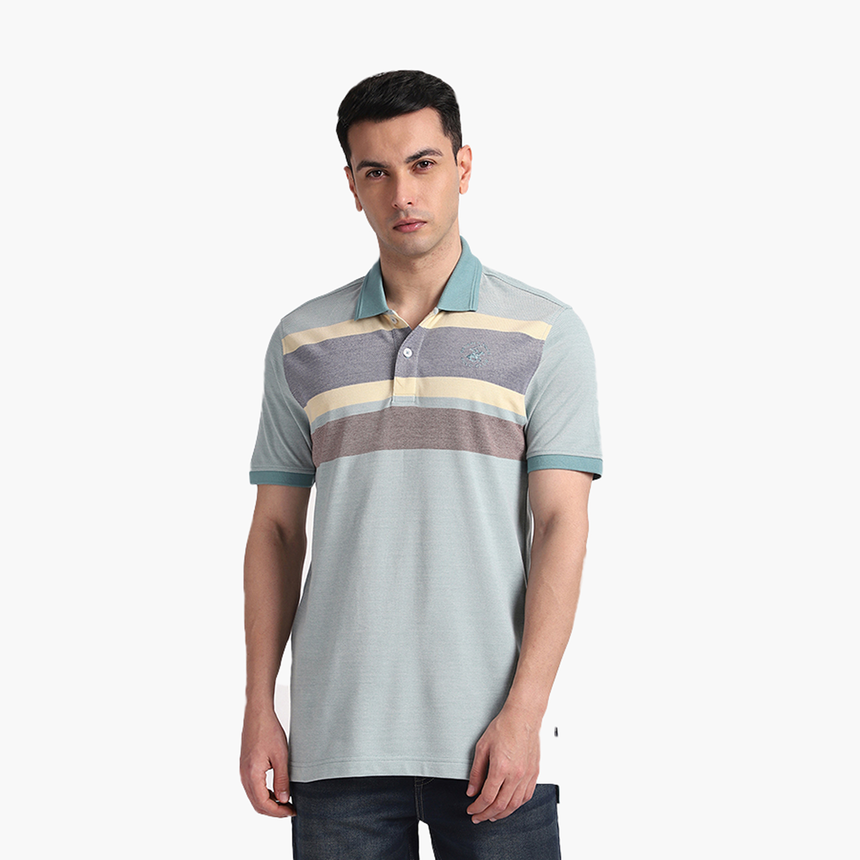 تي شيرت بولو رجالي مخطط بأكمام قصيرة وياقة من بيفرلي هيلز بولو كلوب-men-clothing-tshirtsandpolos-polos-image-9