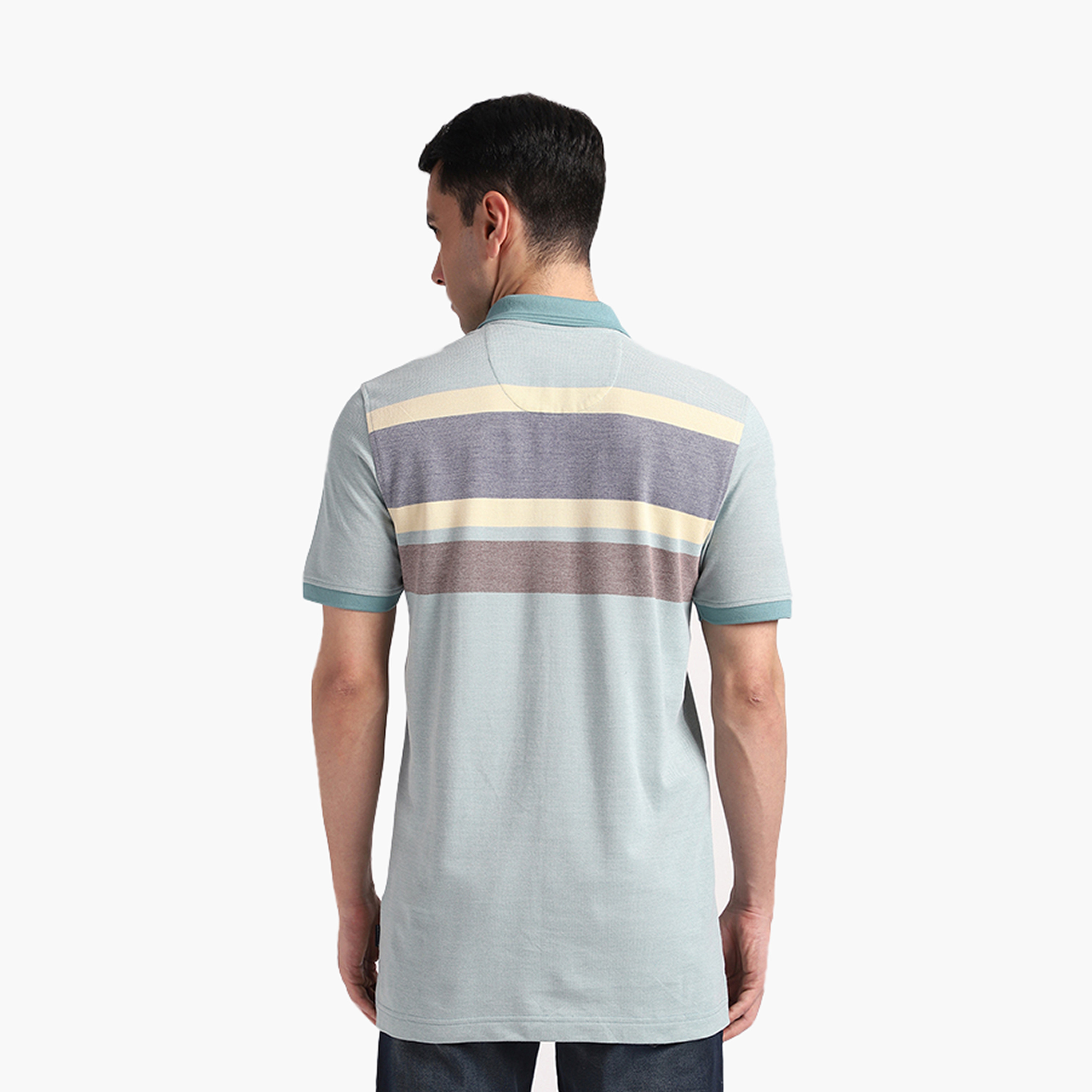 تي شيرت بولو رجالي مخطط بأكمام قصيرة وياقة من بيفرلي هيلز بولو كلوب-men-clothing-tshirtsandpolos-polos-image-12