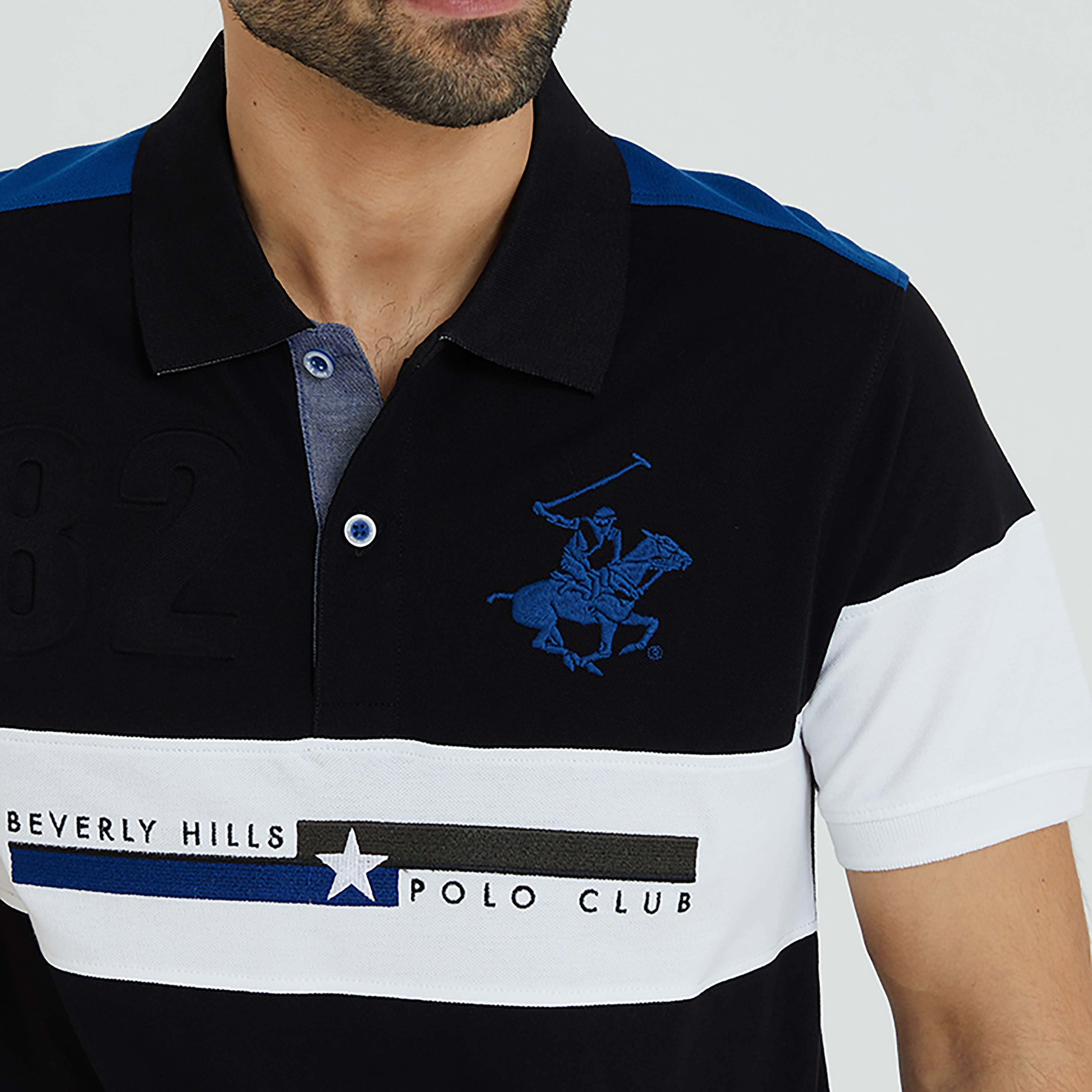 تي شيرت بولو بياقة مطرزة وأكمام قصيرة من بيفرلي هيلز بولو كلوب-men-clothing-tshirtsandpolos-polos-image-3