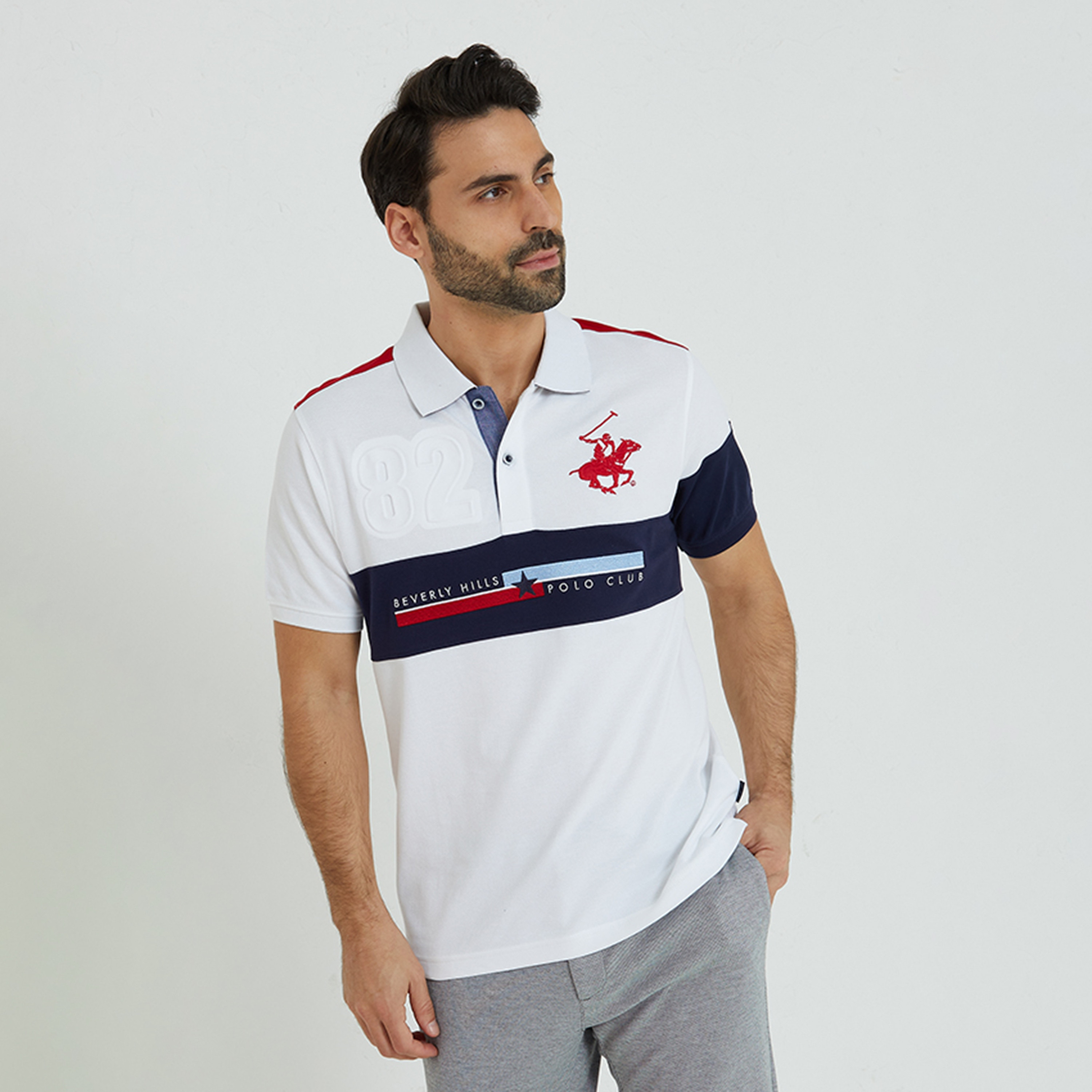 تي شيرت بولو بياقة مطرزة وأكمام قصيرة من بيفرلي هيلز بولو كلوب-men-clothing-tshirtsandpolos-polos-image-5