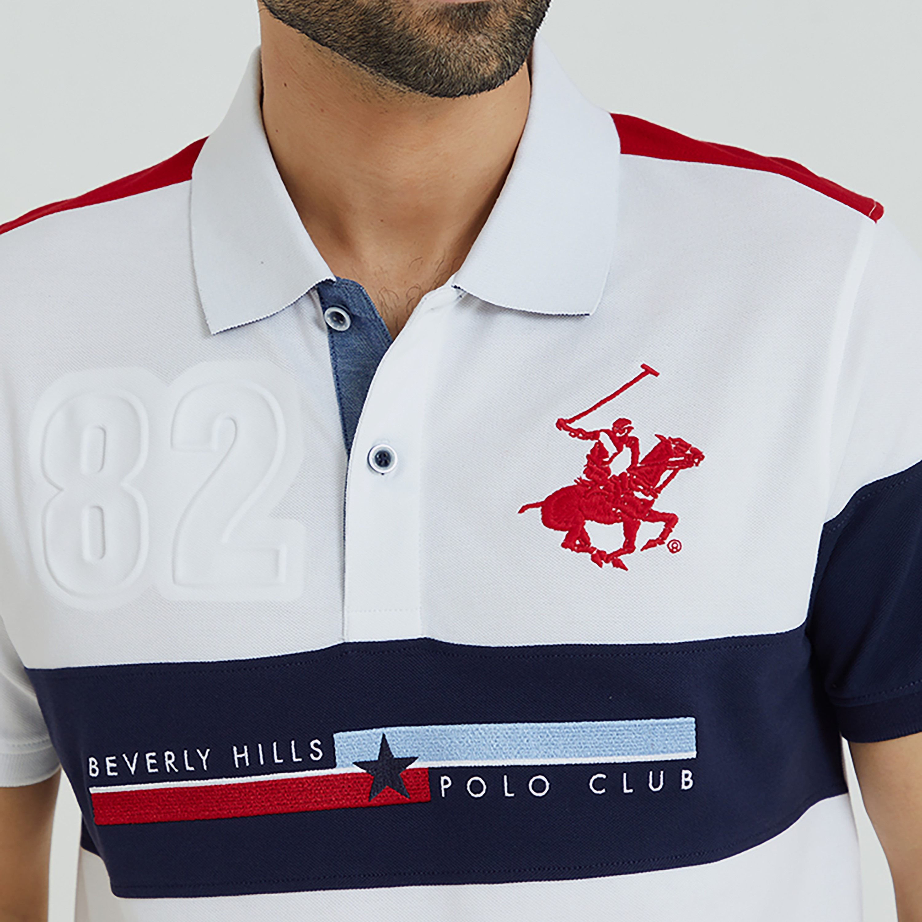تي شيرت بولو بياقة مطرزة وأكمام قصيرة من بيفرلي هيلز بولو كلوب-men-clothing-tshirtsandpolos-polos-image-6