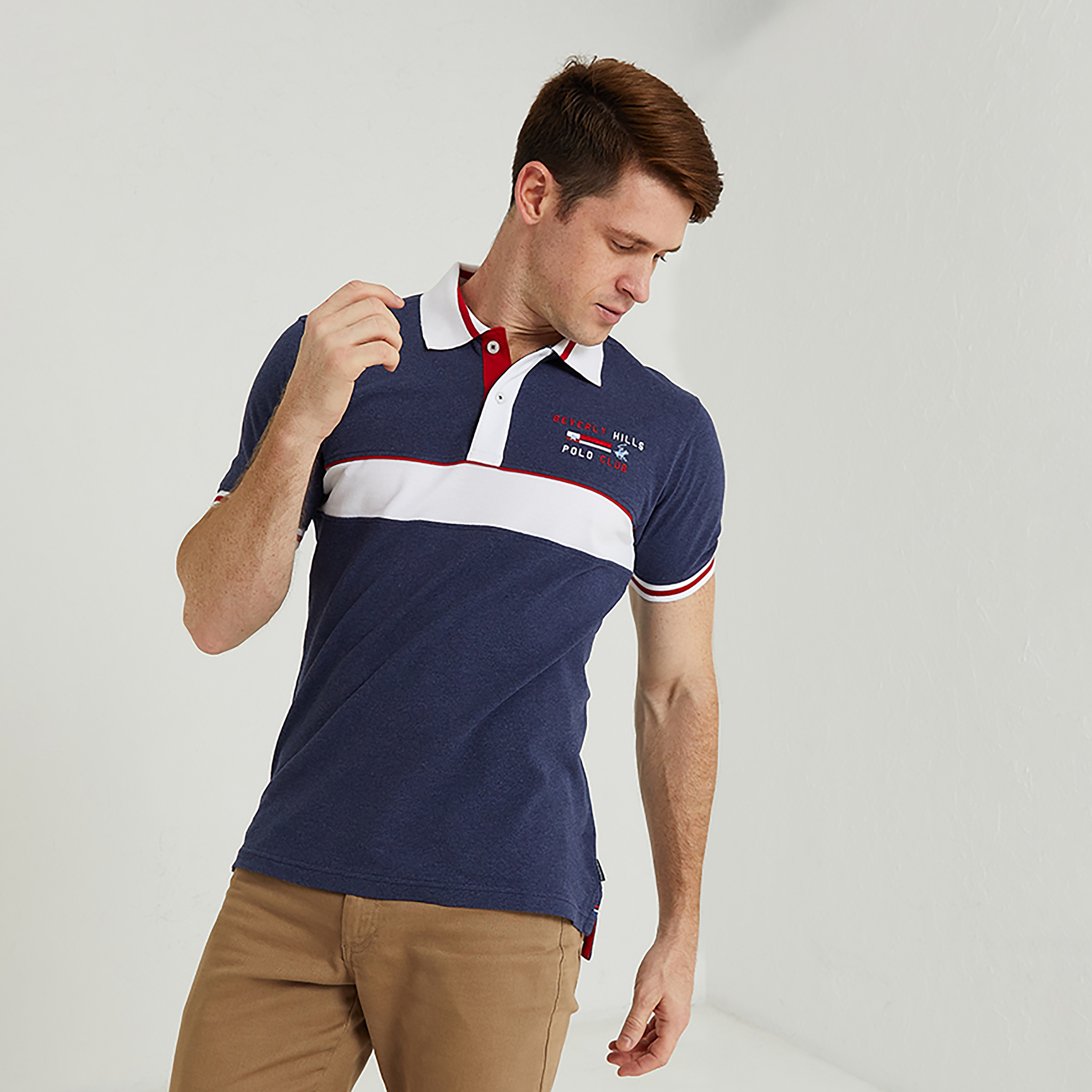 Beverly Hills Polo Club Colour Block Collared Short Sleeves Polo T-Shirt-men-clothing-tshirtsandpolos-polos-image-1