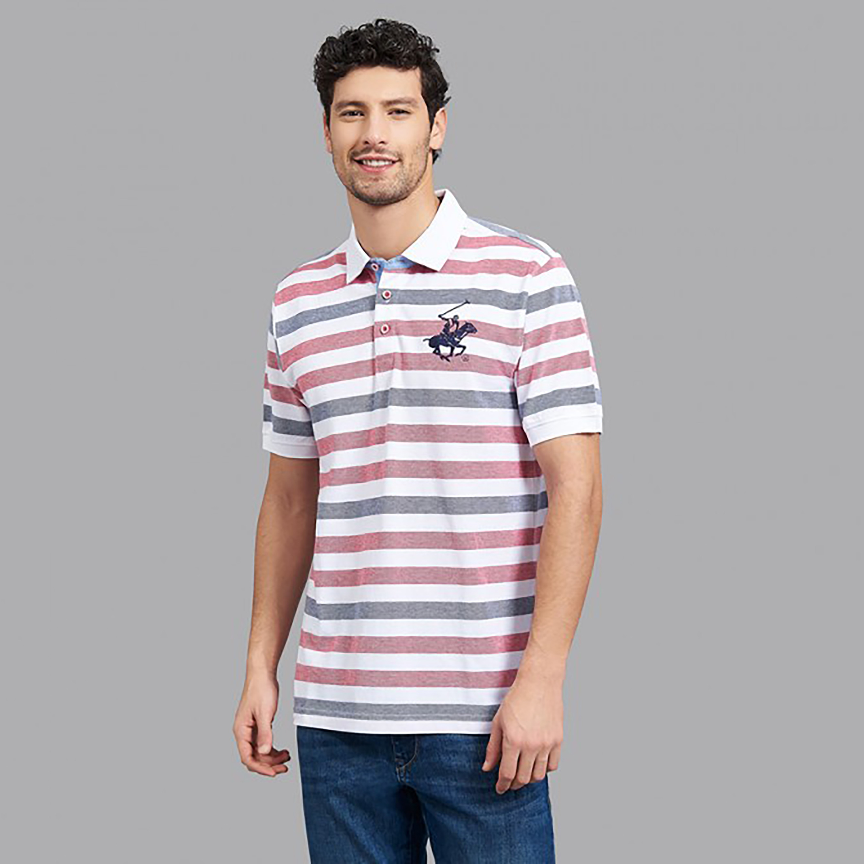 Beverly Hills Polo Club Men Multicolour Striped Short Sleeves Polo T-Shirt-men-clothing-tshirtsandpolos-polos-image-1