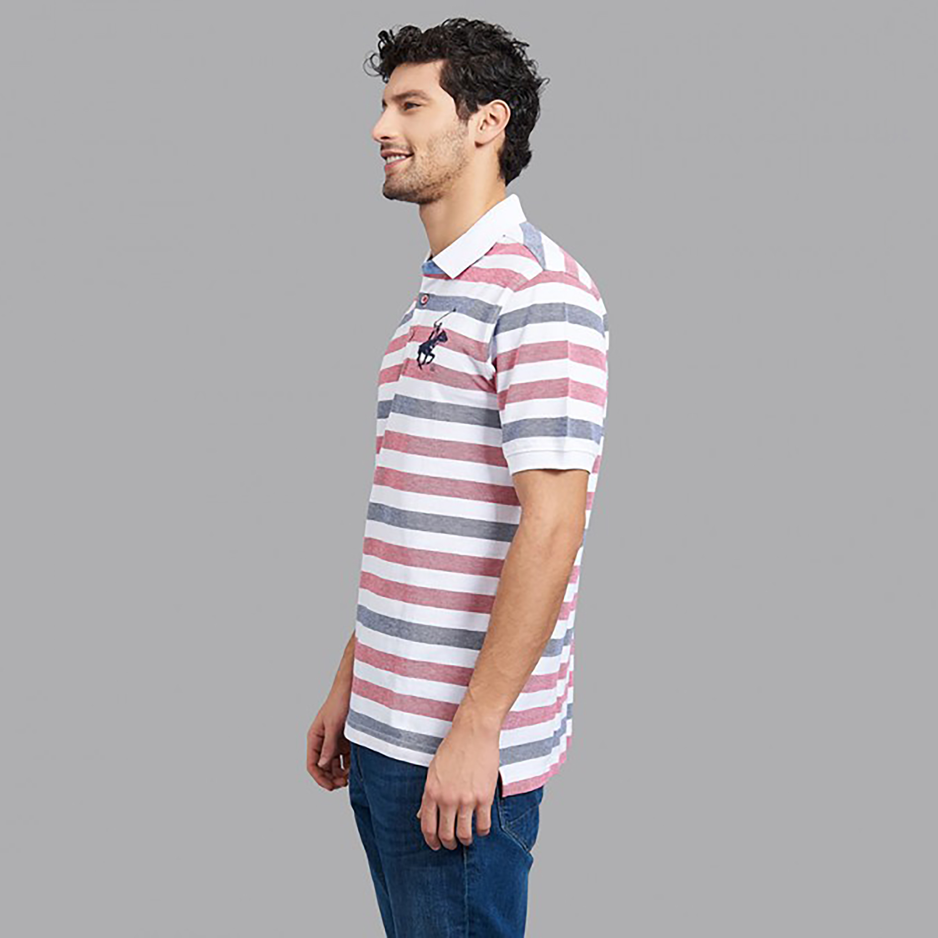 تي شيرت بيفرلي هيلز بولو كلب بأكمام قصيرة مخططة بمتعدد الألوان للرجال-men-clothing-tshirtsandpolos-polos-image-2