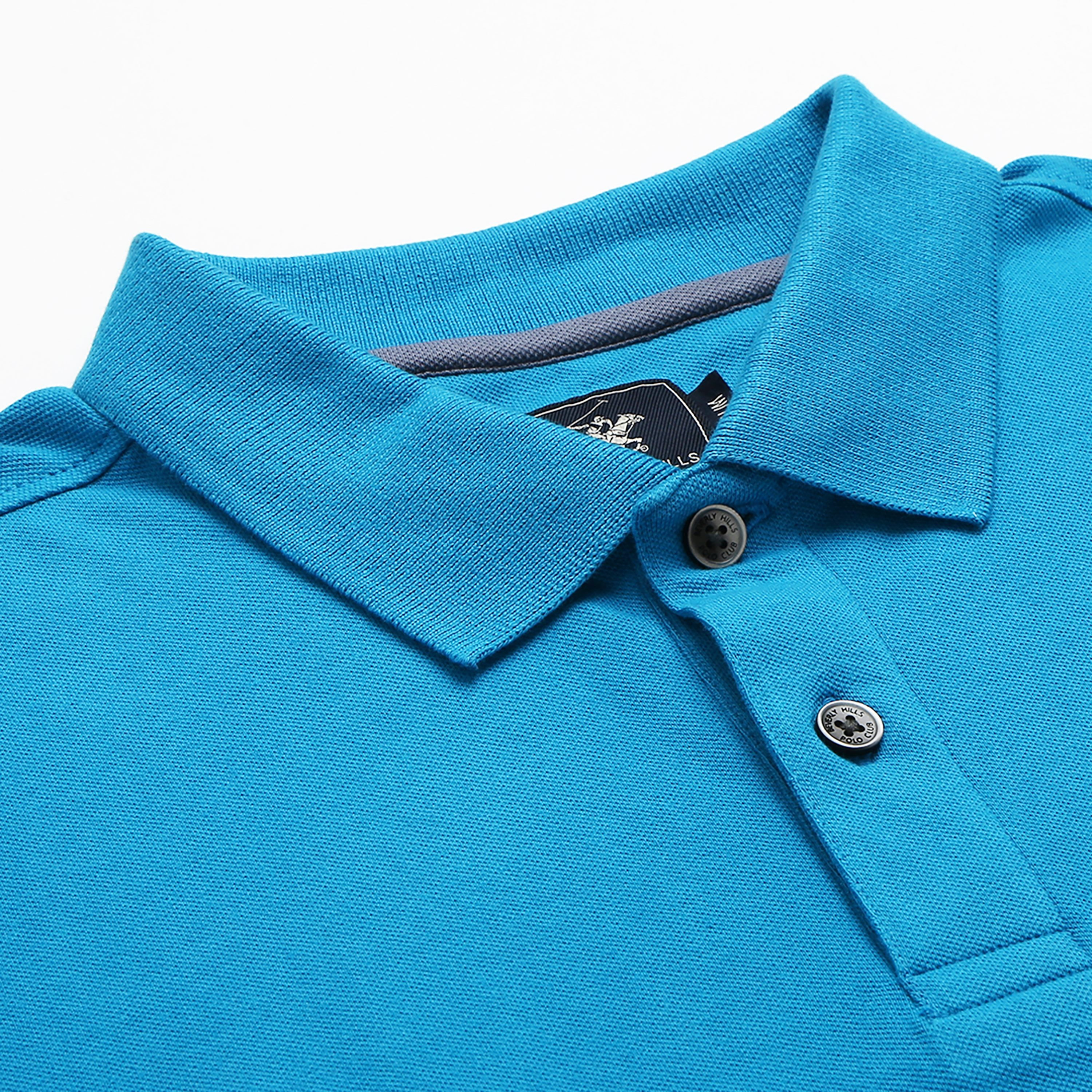 تي شيرت بيفرلي هيلز بولو كلب بأكمام قصيرة سادة بلون أزرق للرجال-men-clothing-tshirtsandpolos-polos-image-7