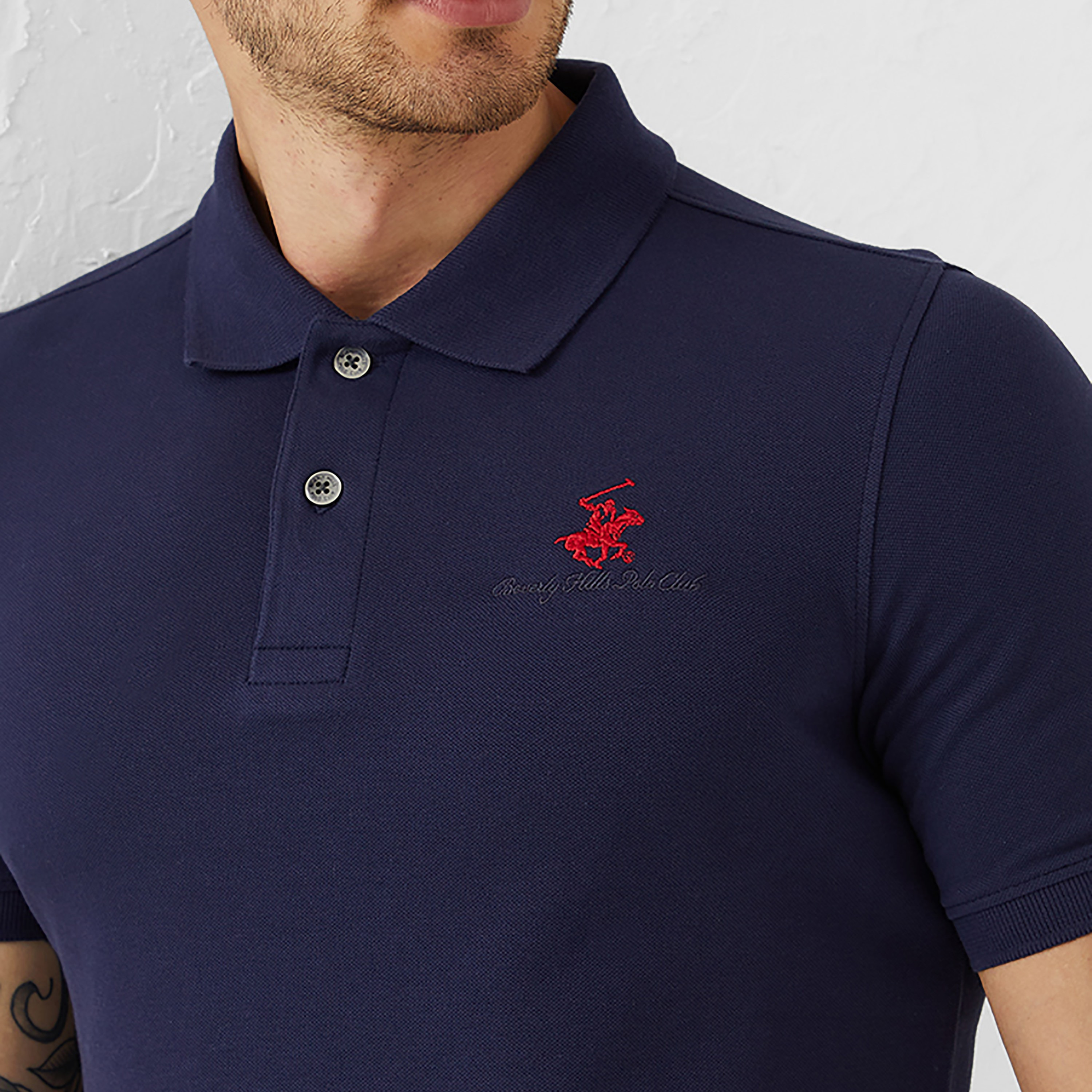 تي شيرت بولو من بيفرلي هيلز بولو كلوب بياقة وأكمام قصيرة مع شعار-men-clothing-tshirtsandpolos-polos-image-3