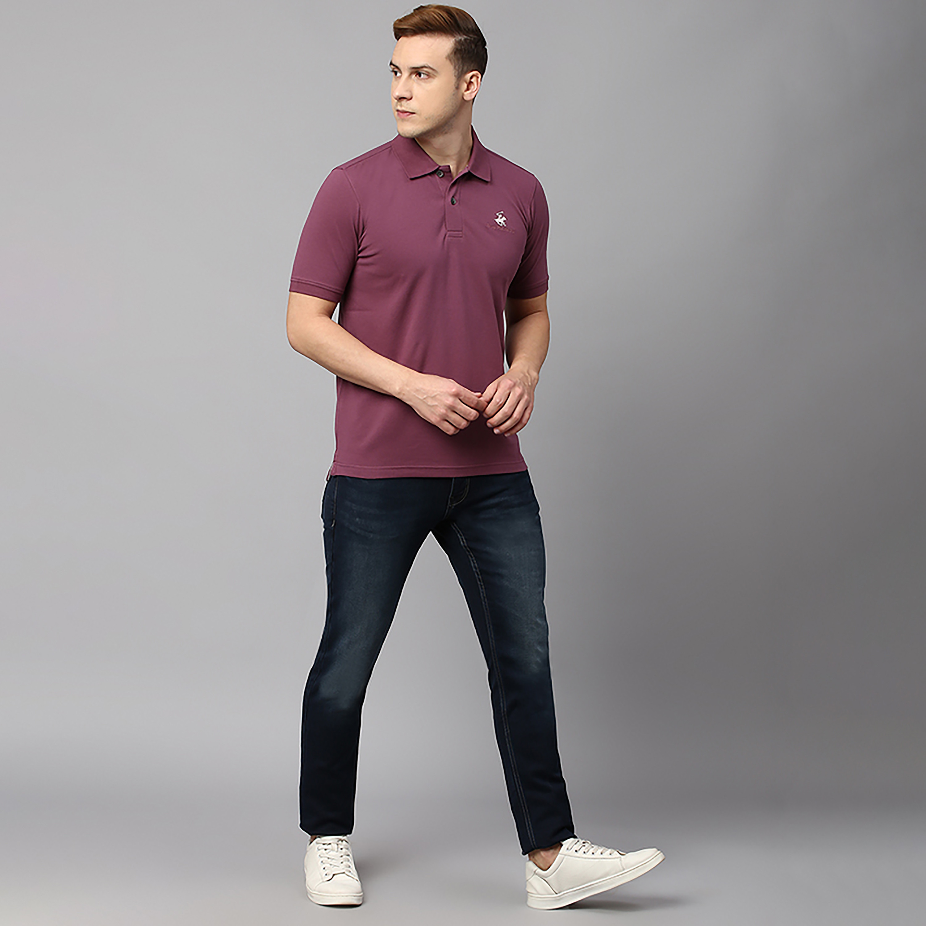 تي شيرت بولو بياقة سادة بالمربعات وأكمام قصيرة من بيفرلي هيلز بولو كلوب-men-clothing-tshirtsandpolos-polos-image-2