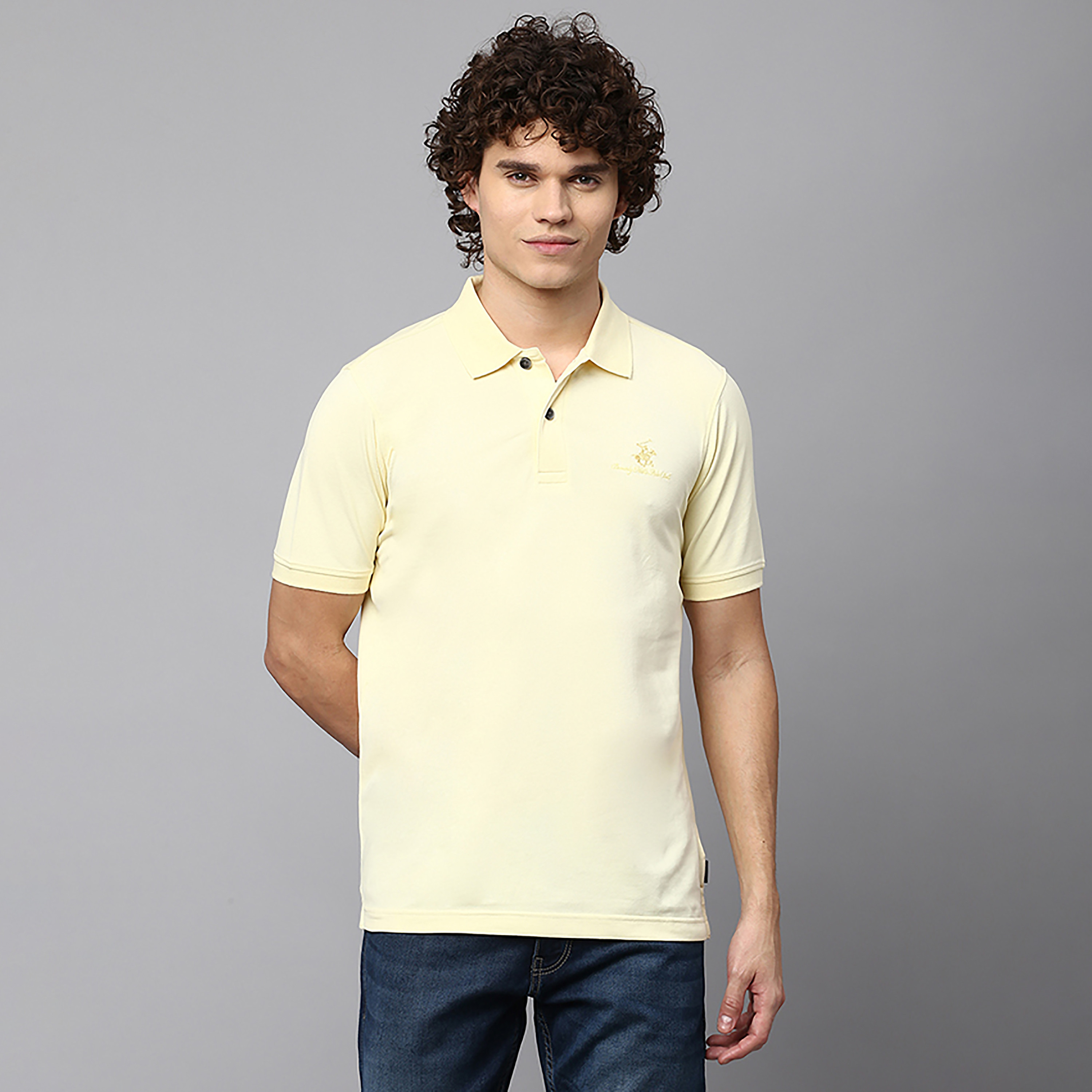 تي شيرت بولو بياقة سادة بالمربعات وأكمام قصيرة من بيفرلي هيلز بولو كلوب-men-clothing-tshirtsandpolos-polos-image-1