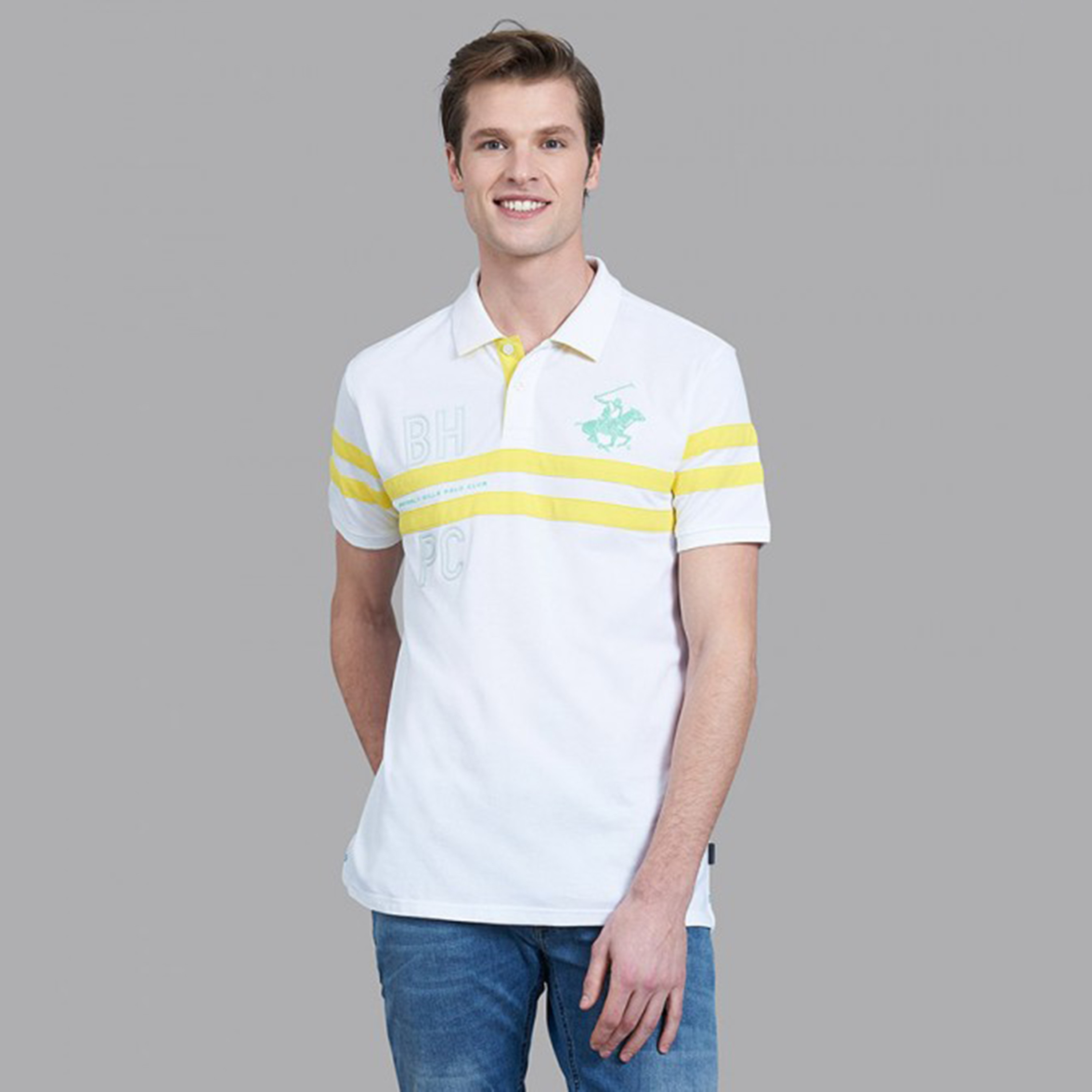 تي شيرت بيفرلي هيلز بولو كلب بأكمام قصيرة مخططة بلون احمر للرجال-men-clothing-tshirtsandpolos-polos-image-5