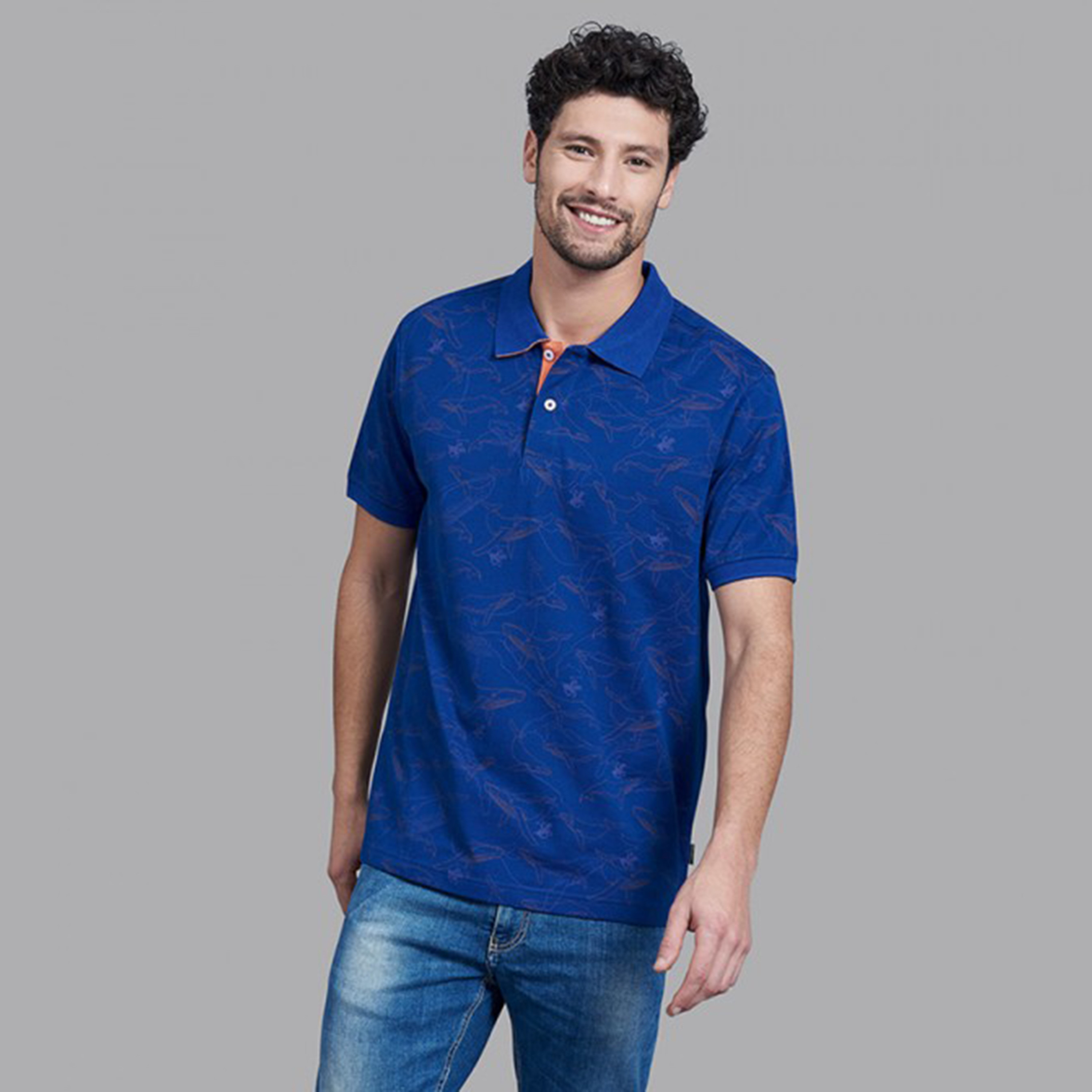 تي شيرت بيفرلي هيلز بولو كلب بأكمام قصيرة مطبوعة بلون أزرق للرجال-men-clothing-tshirtsandpolos-polos-image-1