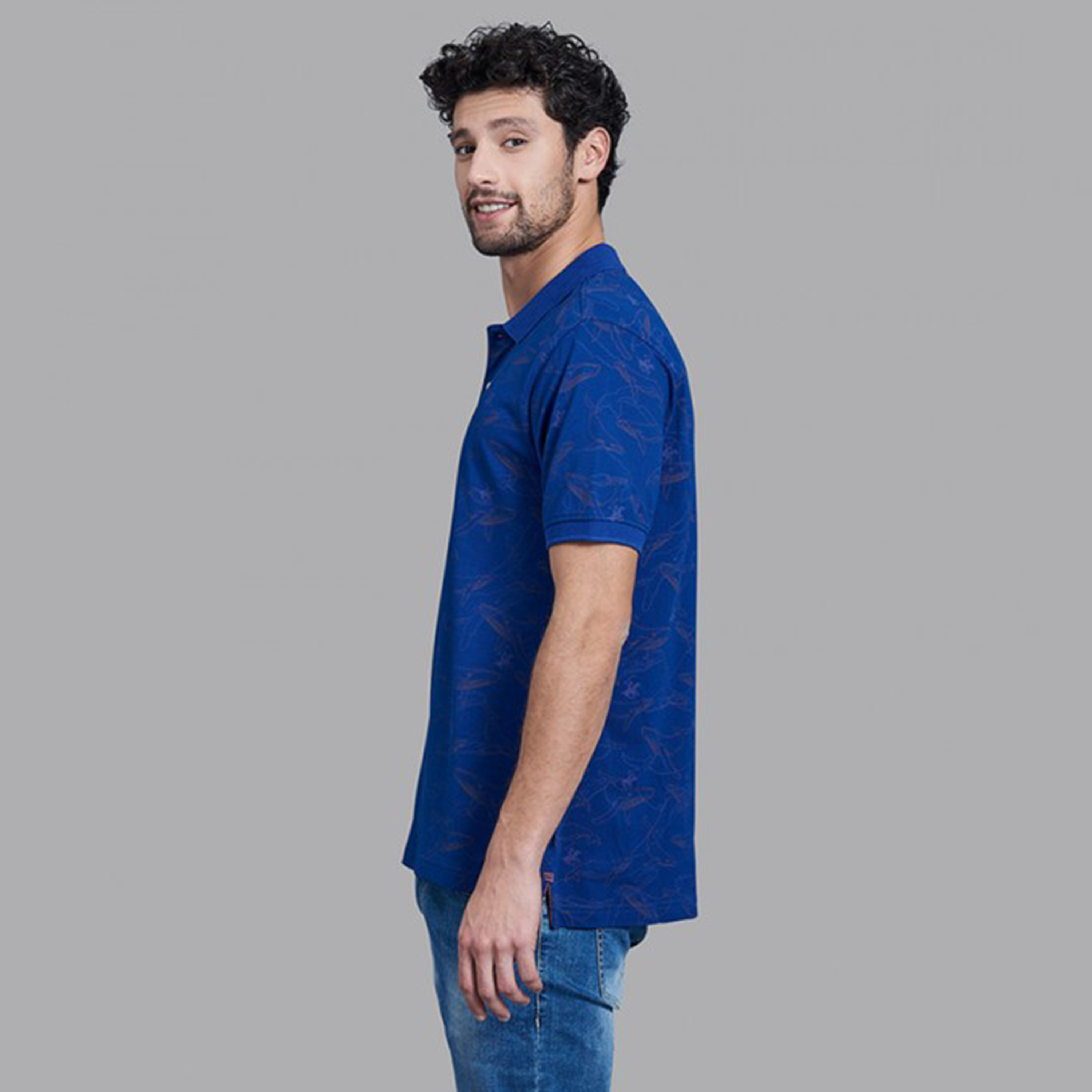 تي شيرت بيفرلي هيلز بولو كلب بأكمام قصيرة مطبوعة بلون أزرق للرجال-men-clothing-tshirtsandpolos-polos-image-2