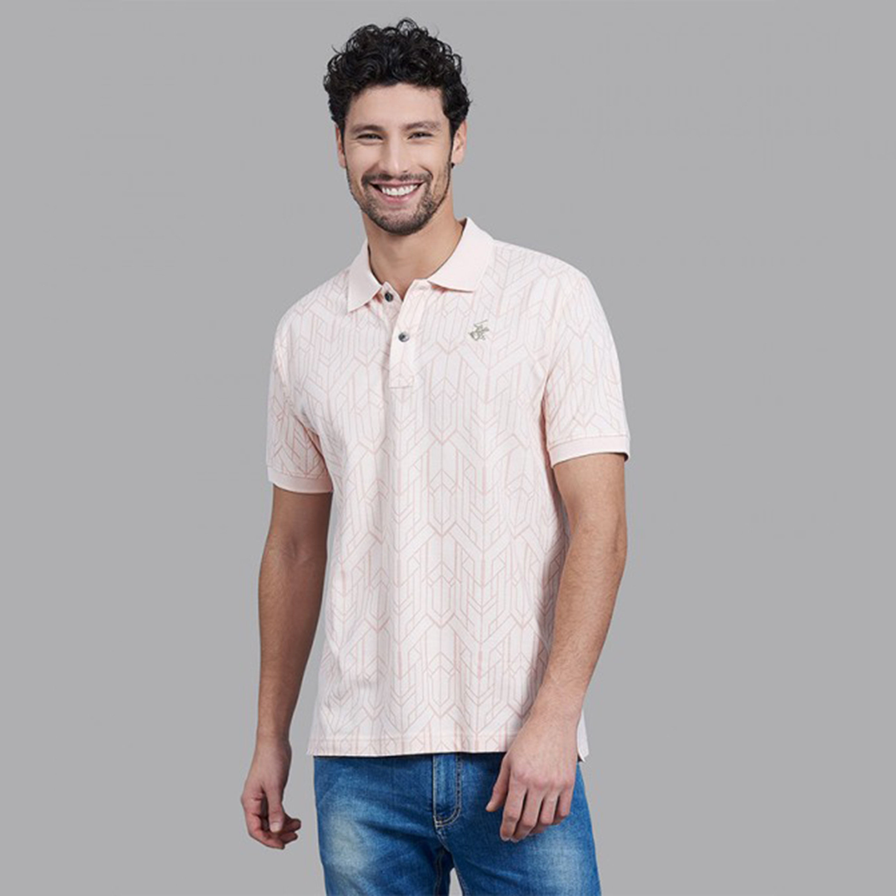 Beverly Hills Polo Club Men Light Pink Printed Short Sleeves Polo T-Shirt-men-clothing-tshirtsandpolos-polos-image-1