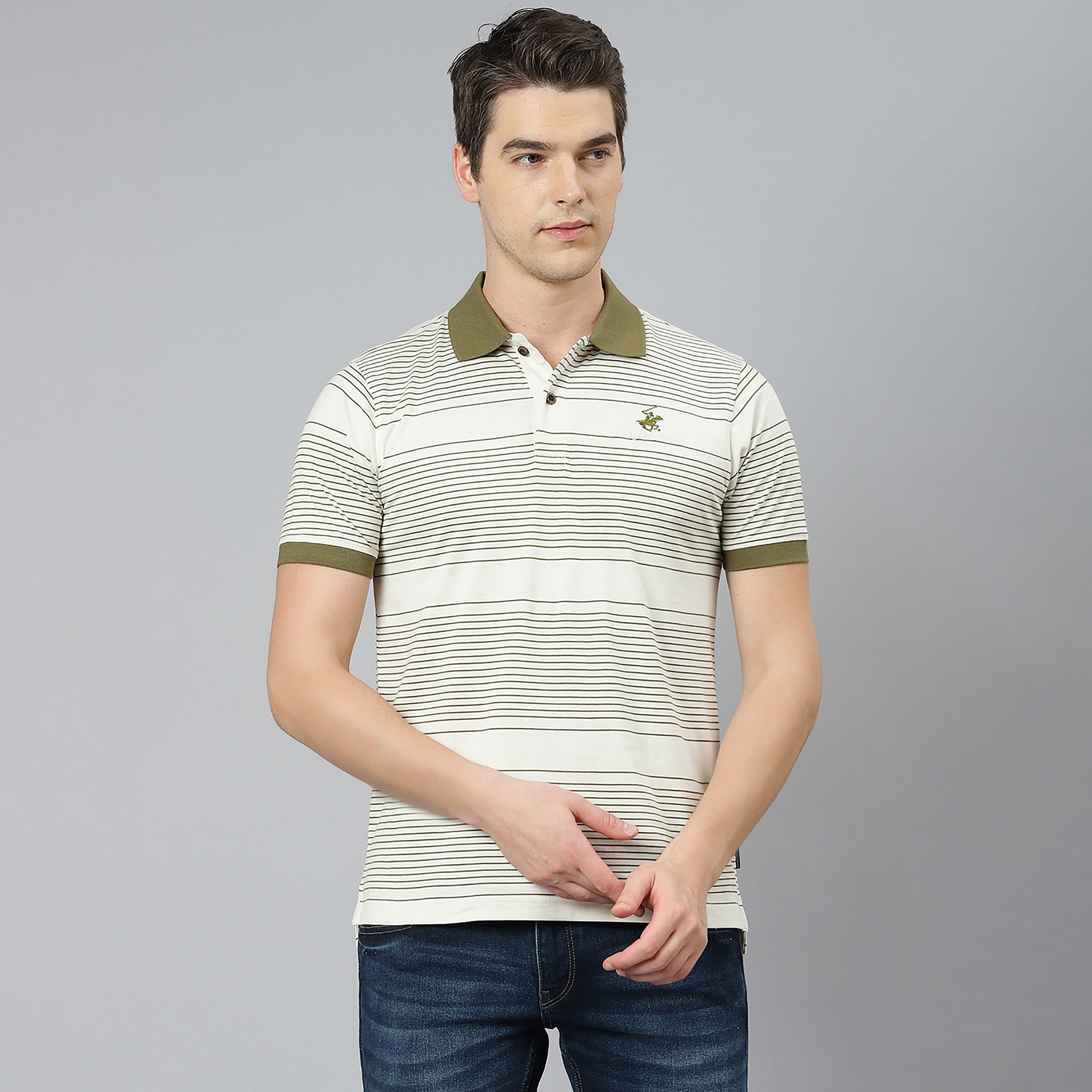 Beverly Hills Polo Club Men's Striped Collared Short Sleeve Polo Shirt-men-clothing-tshirtsandpolos-polos-image-1