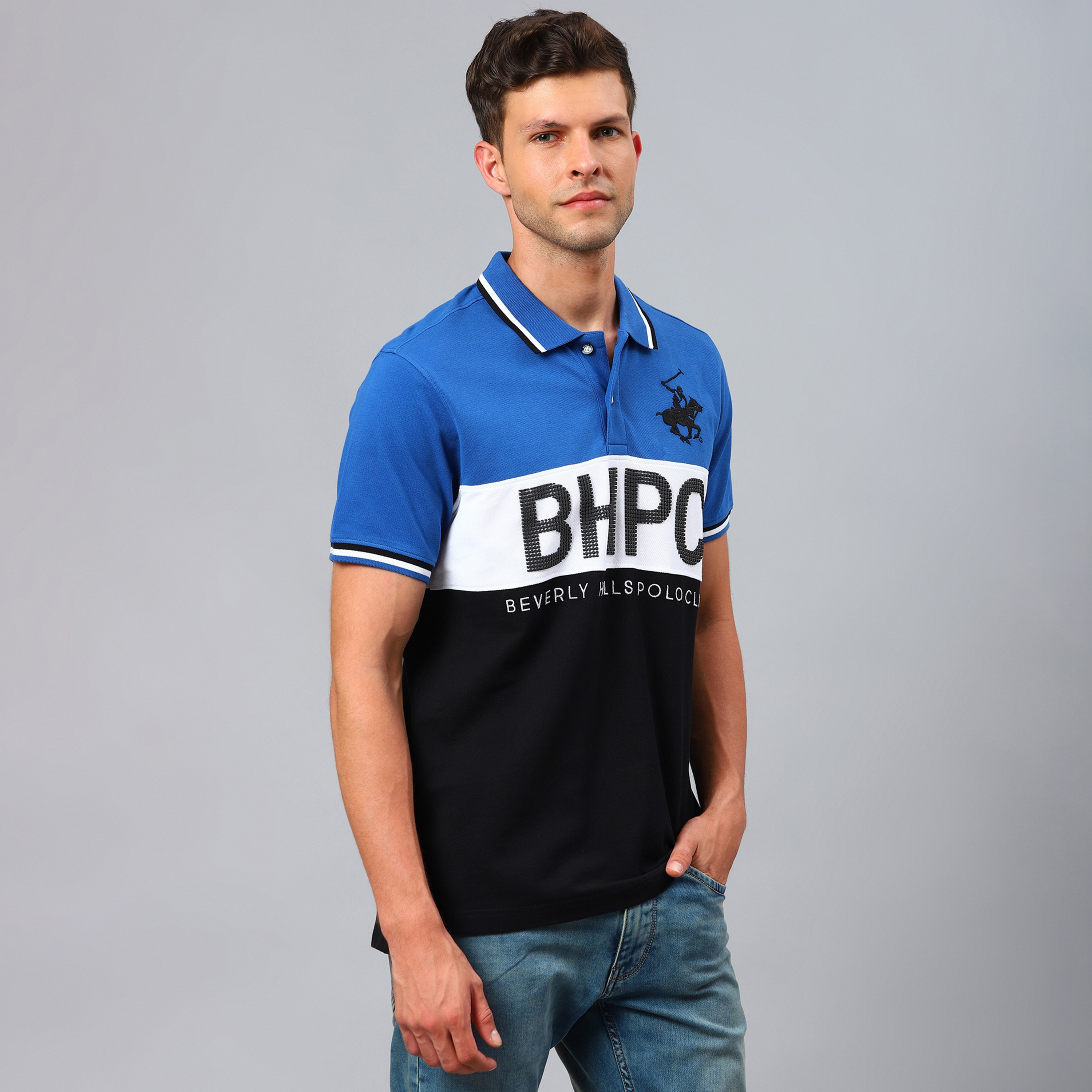 Beverly Hills Polo Club Men Blue Colour Blocked Short Sleeves Polo T-Shirt-men-clothing-tshirtsandpolos-polos-image-3