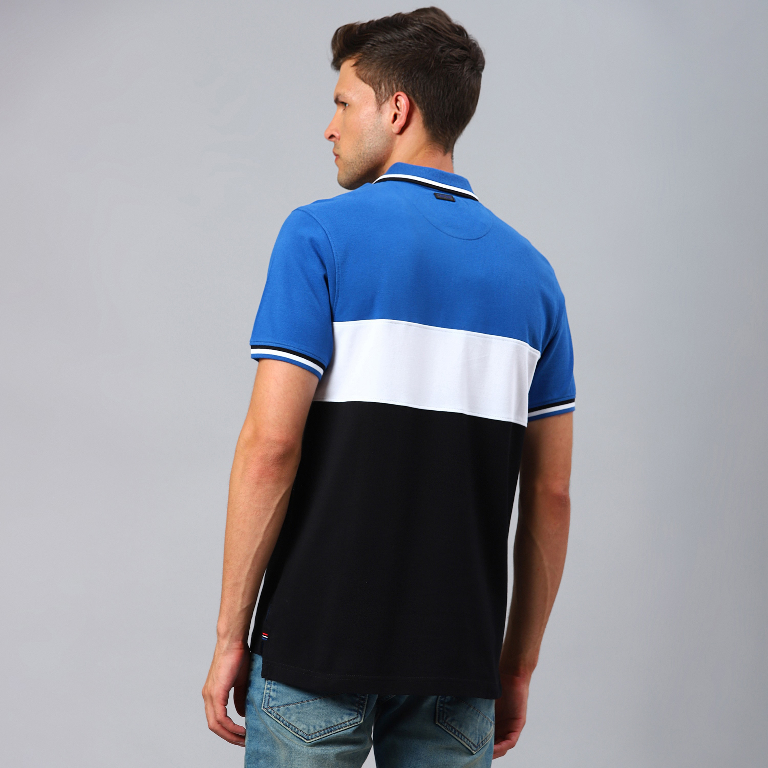 تي شيرت بيفرلي هيلز بولو كلب بأكمام قصيرة مع منسوجة بلون ازرق للرجال-men-clothing-tshirtsandpolos-polos-image-4