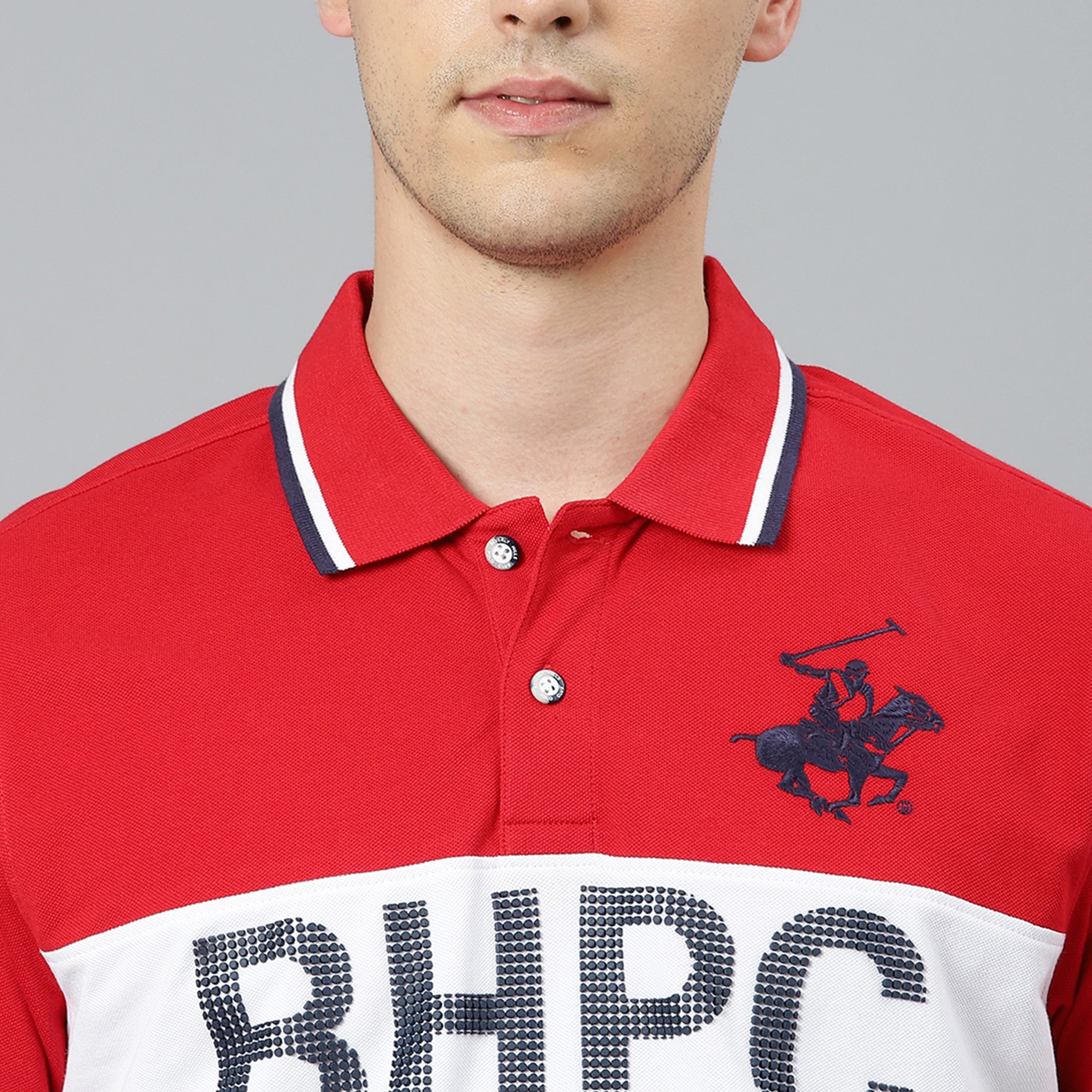 تي شيرت بيفرلي هيلز بولو كلب بأكمام قصيرة مع منسوجة بلون ازرق للرجال-men-clothing-tshirtsandpolos-polos-image-12