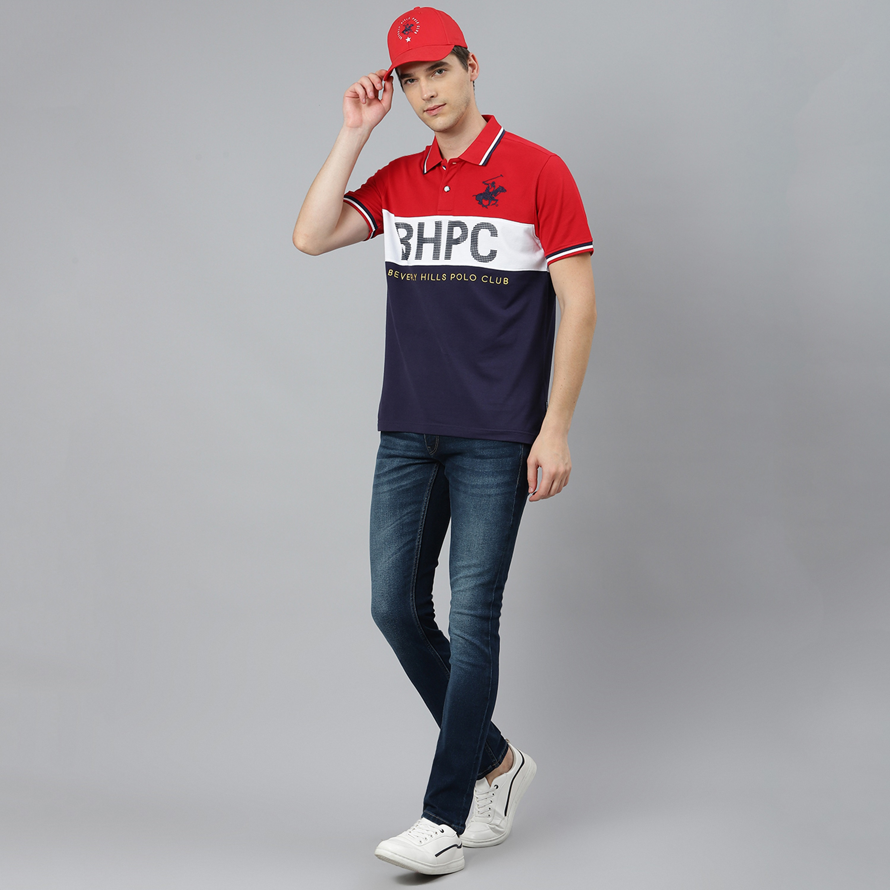 تي شيرت بيفرلي هيلز بولو كلب بأكمام قصيرة مع منسوجة بلون ازرق للرجال-men-clothing-tshirtsandpolos-polos-image-13
