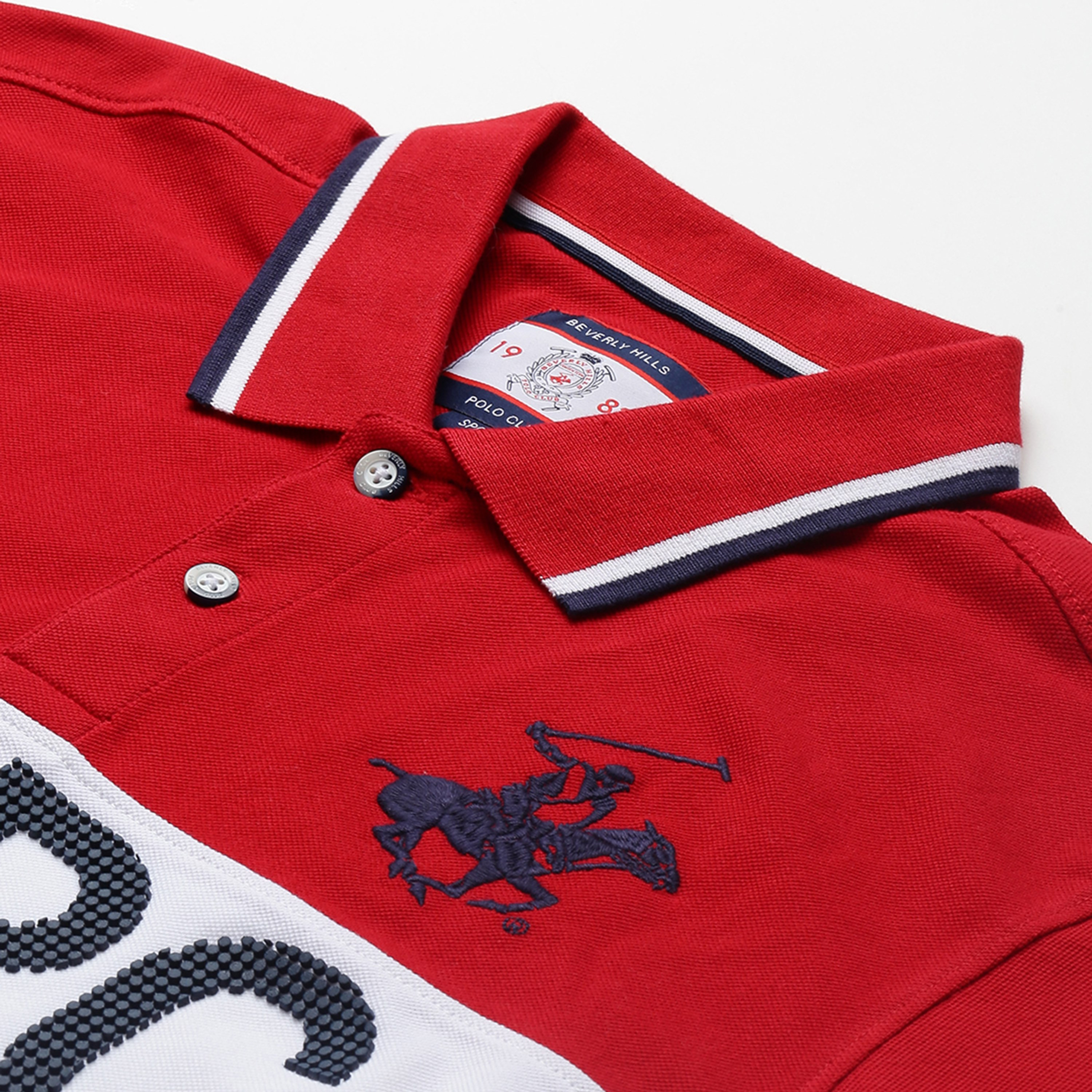 تي شيرت بيفرلي هيلز بولو كلب بأكمام قصيرة مع منسوجة بلون ازرق للرجال-men-clothing-tshirtsandpolos-polos-image-14
