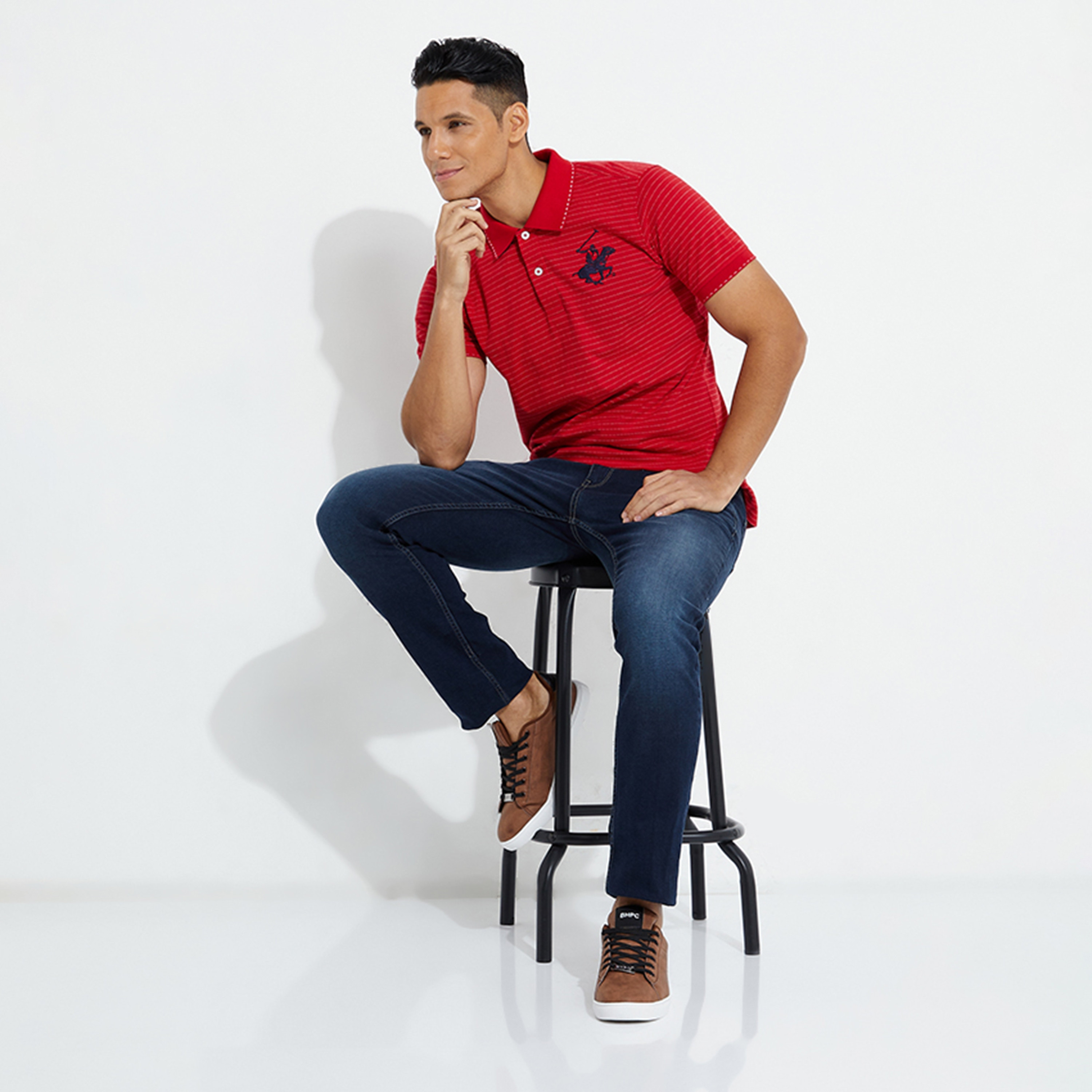 تي شيرت بولو من بيفرلي هيلز بولو كلوب بياقة وأكمام قصيرة مع مخطط-men-clothing-tshirtsandpolos-polos-image-2