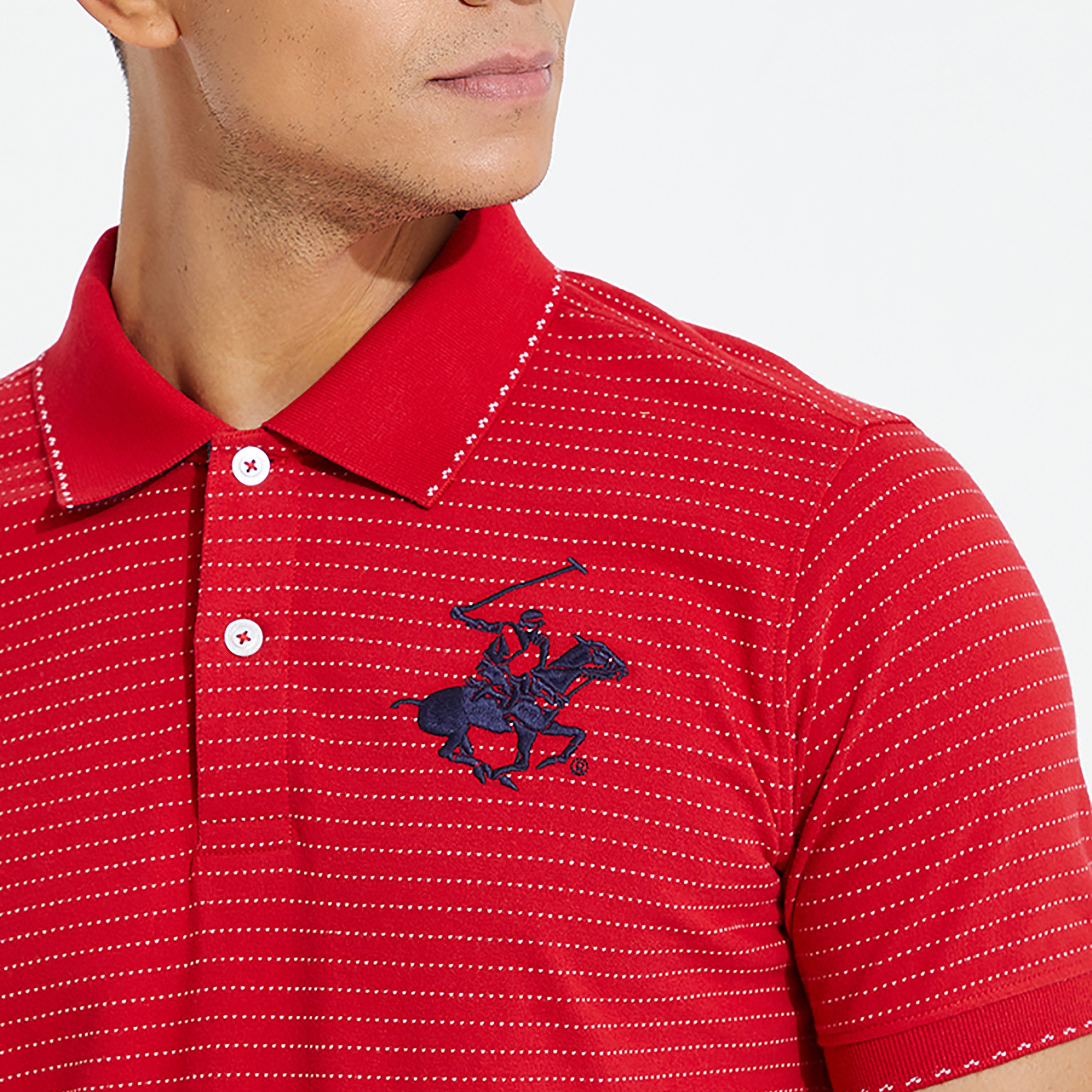 تي شيرت بولو من بيفرلي هيلز بولو كلوب بياقة وأكمام قصيرة مع مخطط-men-clothing-tshirtsandpolos-polos-image-3