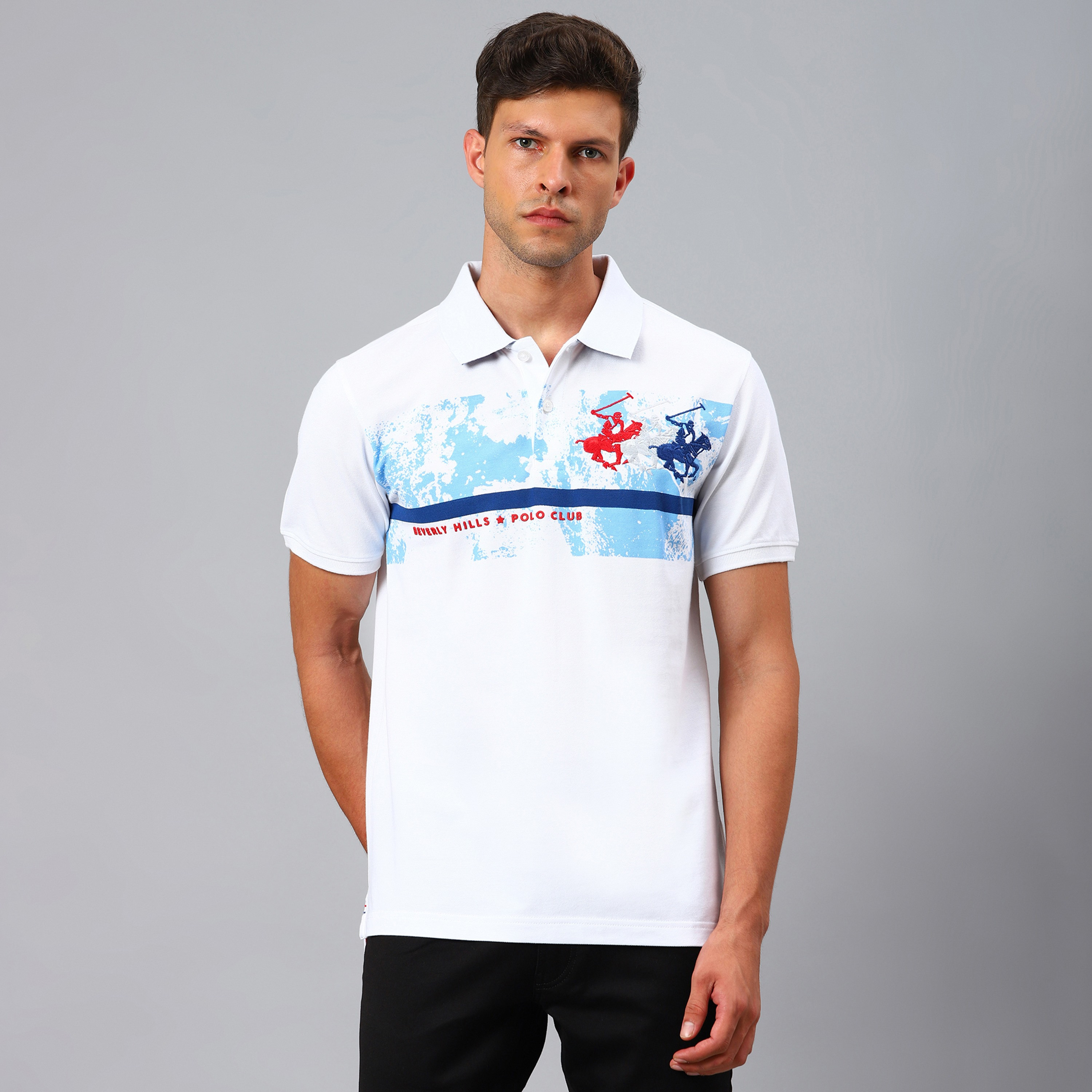 Beverly Hills Polo Club Men White Printed Short Sleeves Polo T-Shirt-men-clothing-tshirtsandpolos-polos-image-1
