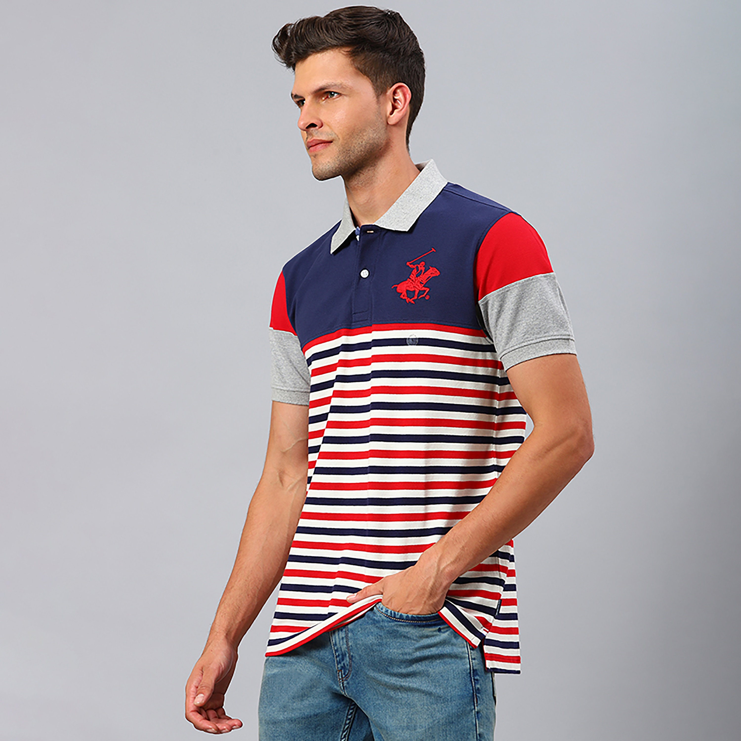 Beverly Hills Polo Club Men's Striped Collared Short Sleeve Polo Shirt-men-clothing-tshirtsandpolos-polos-image-2