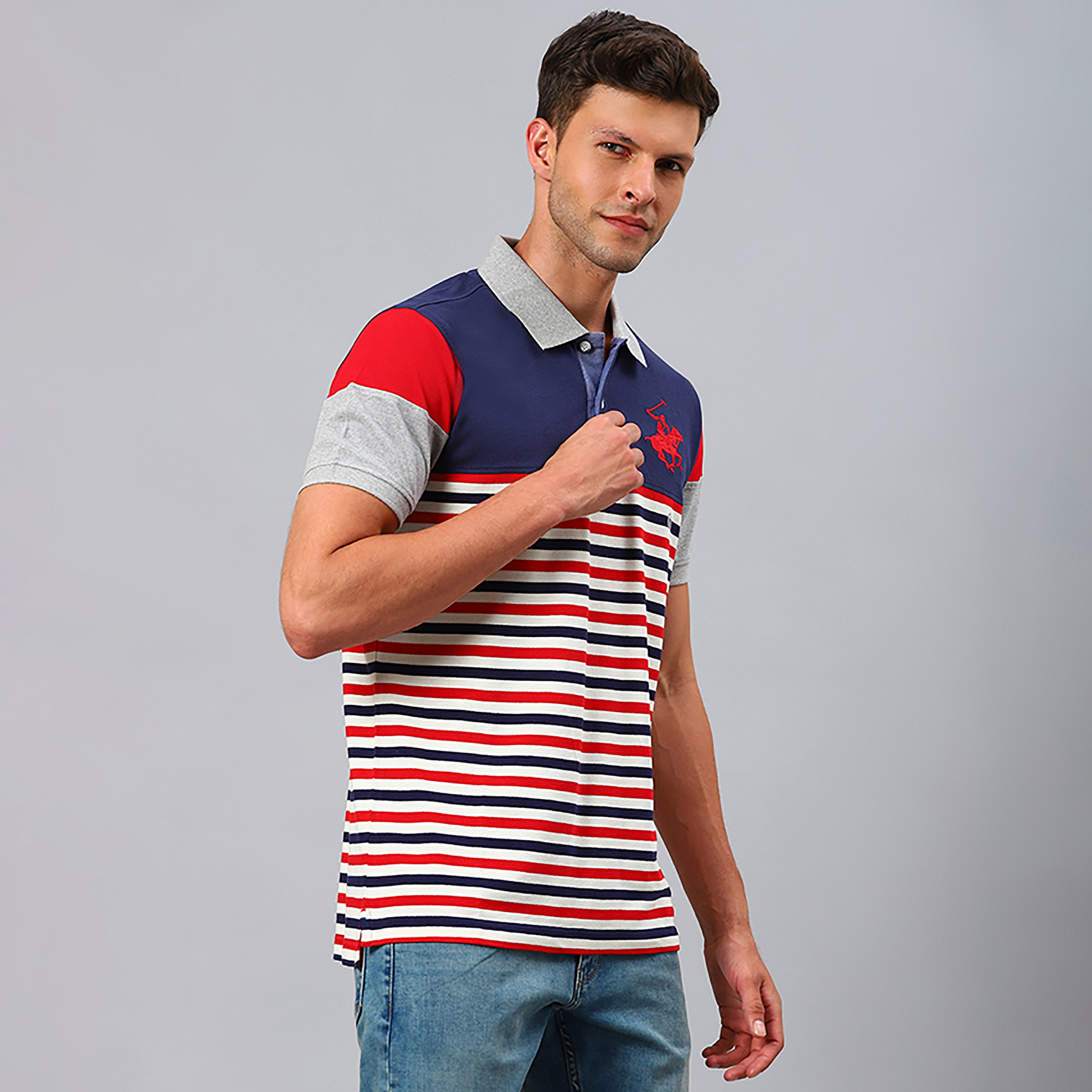 Beverly Hills Polo Club Men's Striped Collared Short Sleeve Polo Shirt-men-clothing-tshirtsandpolos-polos-image-3