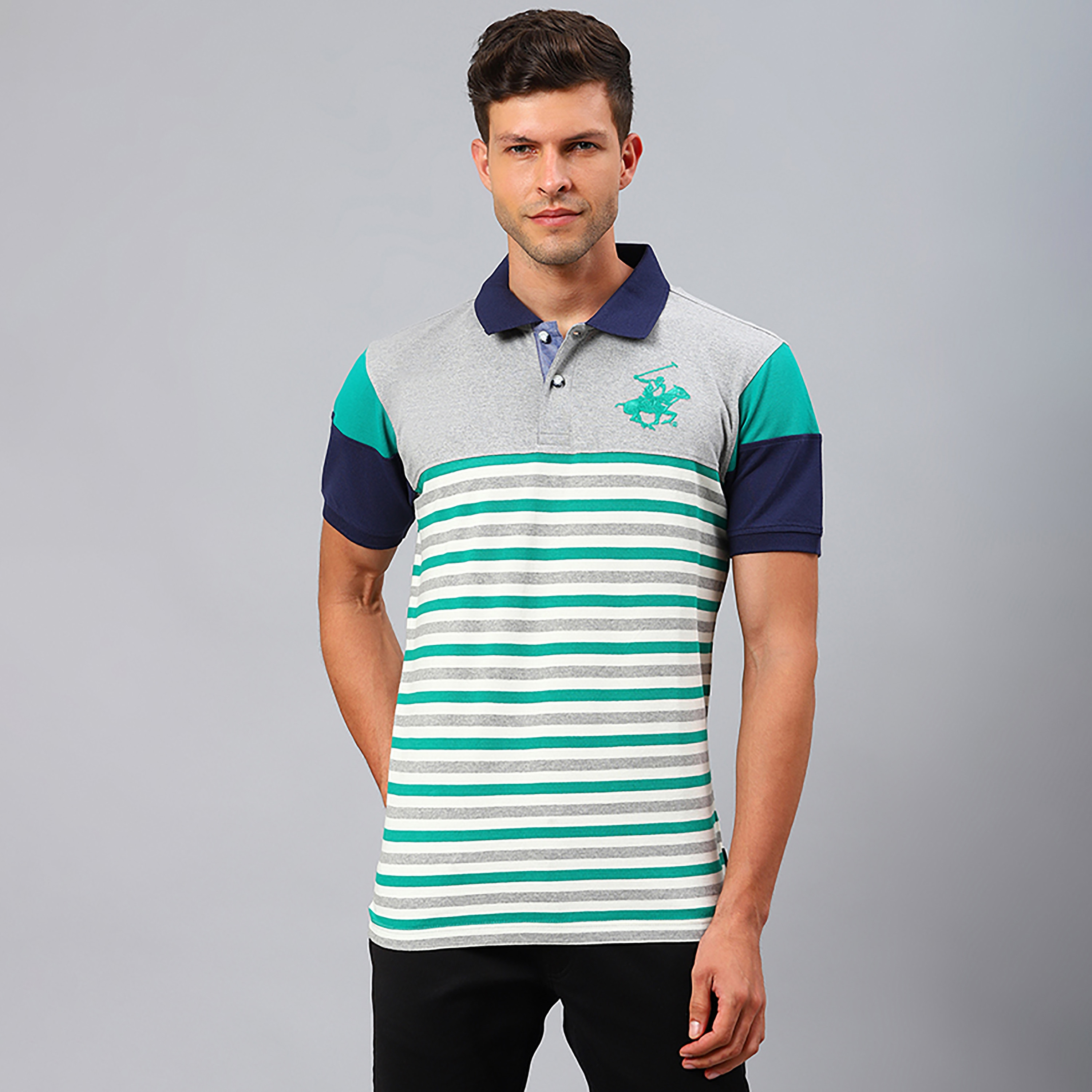 بيفرلي هيلز بولو كلوب-  قميص بولو رجالي مخطط بأكمام قصيرة وياقة-men-clothing-tshirtsandpolos-polos-image-1