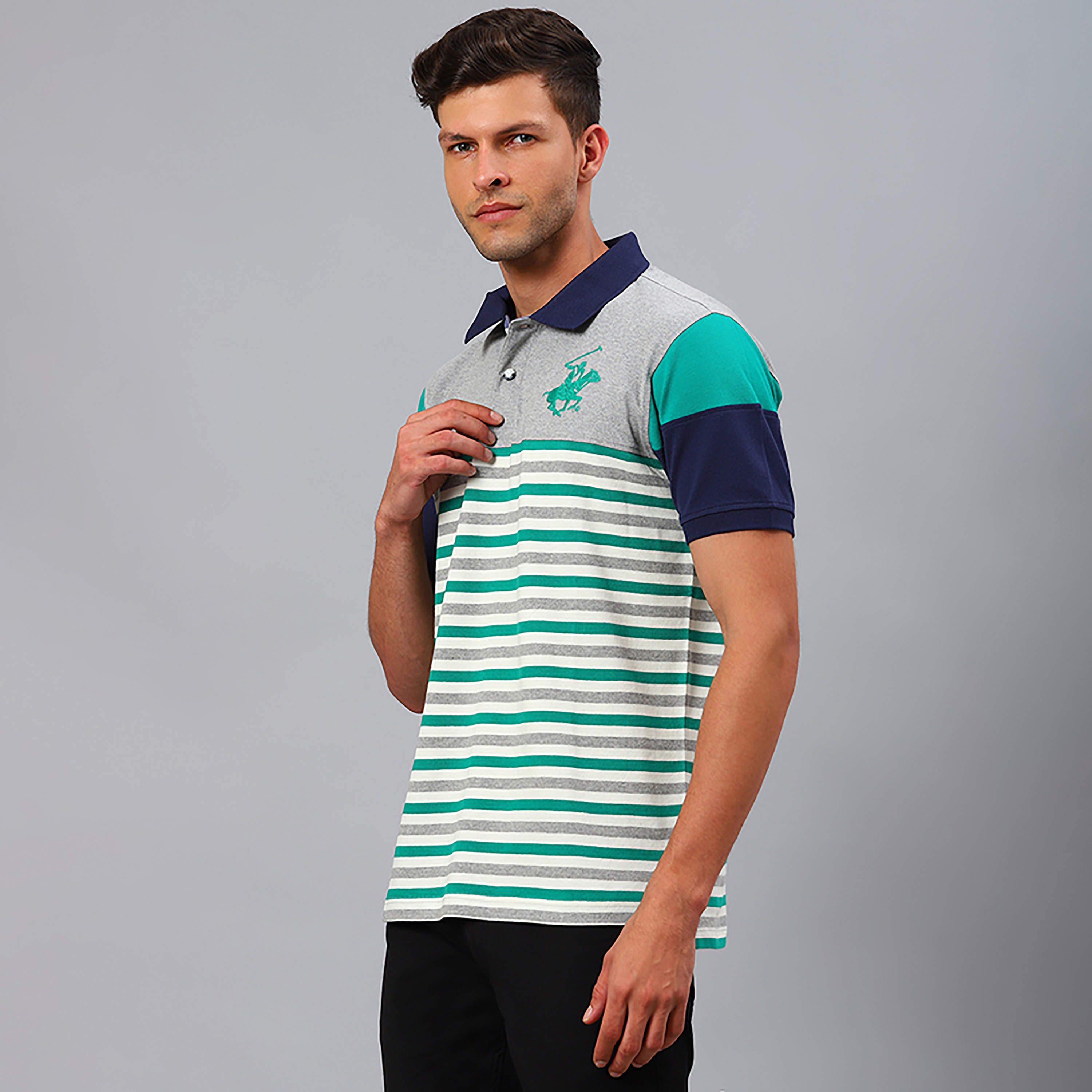 Beverly Hills Polo Club Men's Striped Collared Short Sleeve Polo Shirt-men-clothing-tshirtsandpolos-polos-image-2