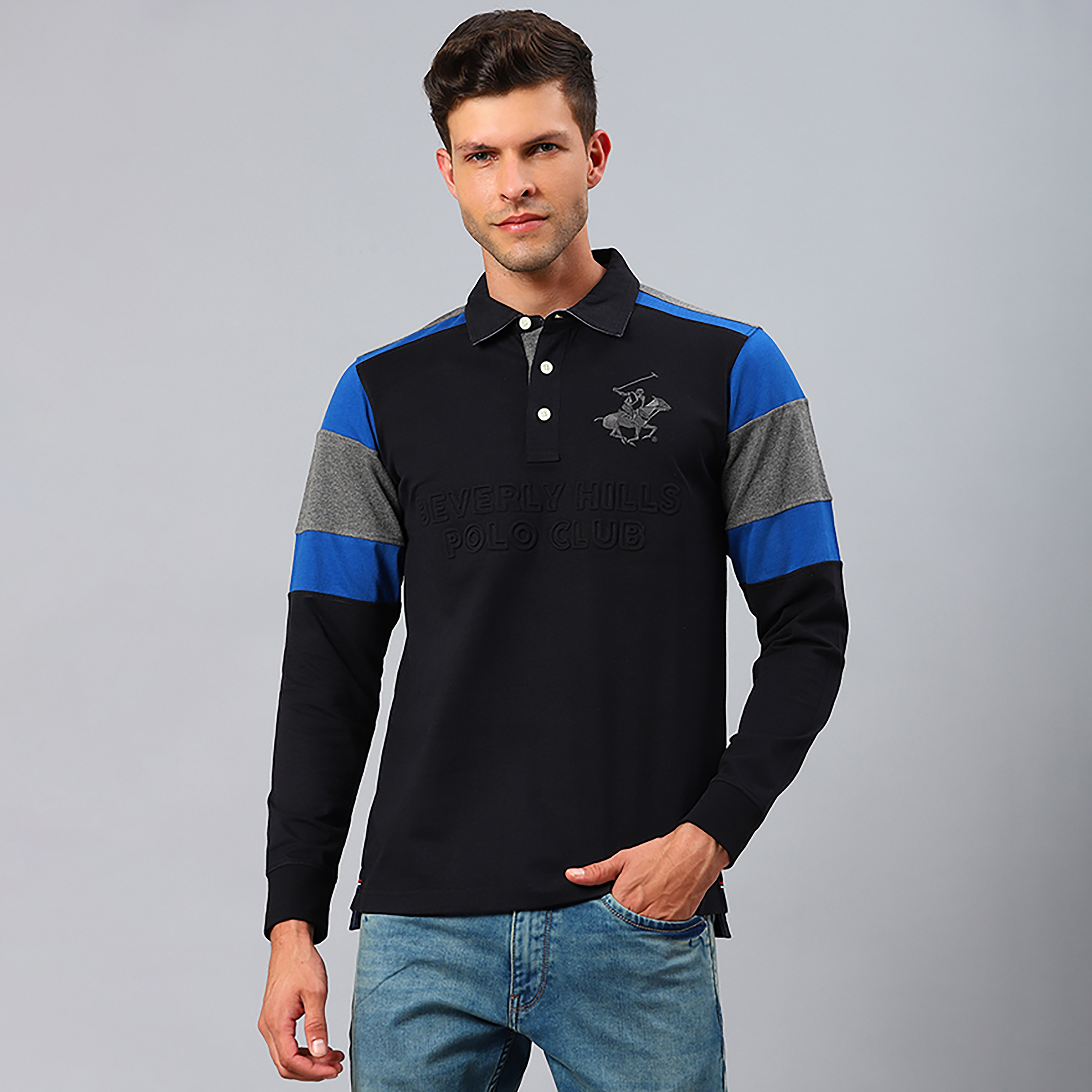تي شيرت بولو بياقة محجبة اللون بيفرلي هيلز بولو كلوب وأكمام طويلة-men-clothing-tshirtsandpolos-polos-image-1