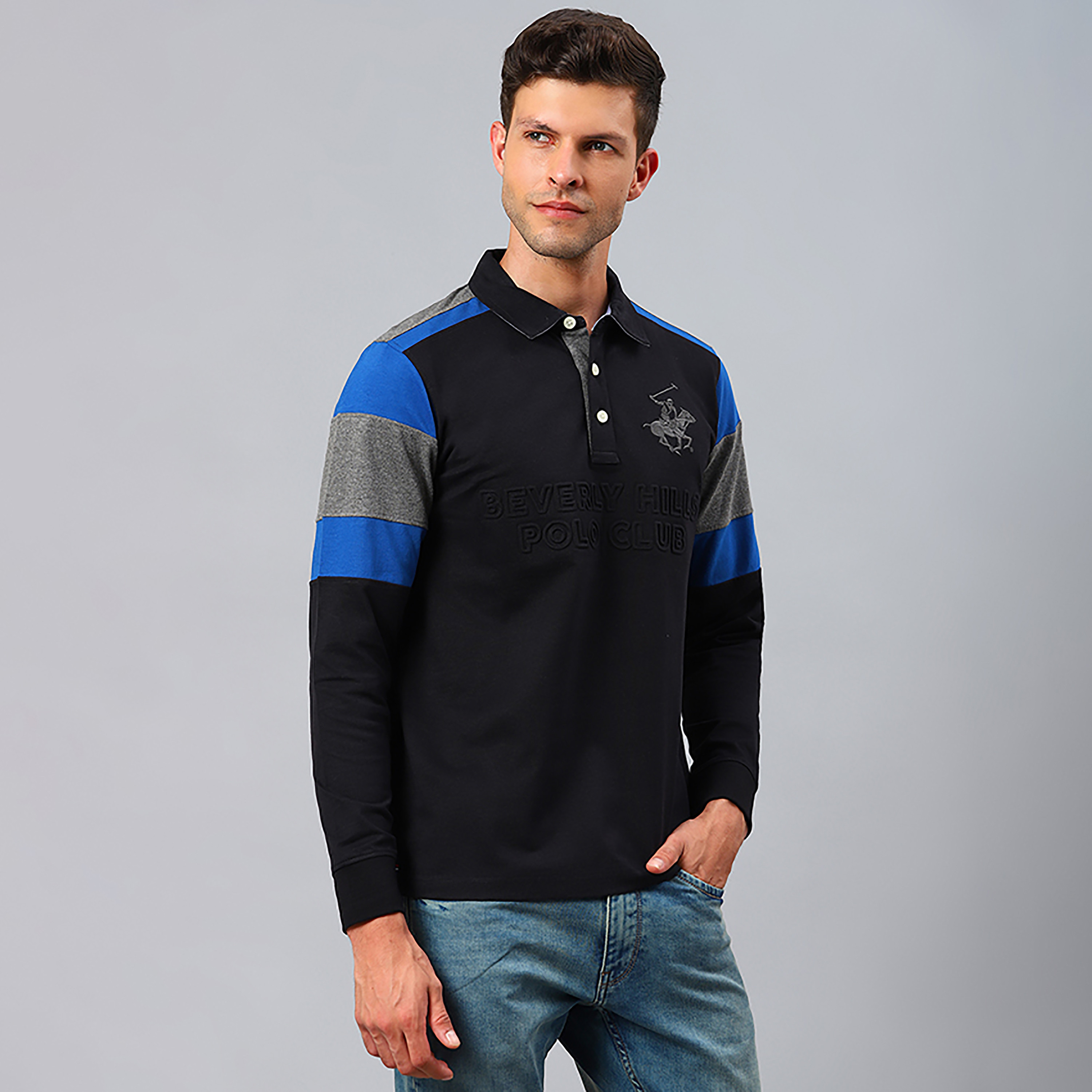تي شيرت بولو بياقة محجبة اللون بيفرلي هيلز بولو كلوب وأكمام طويلة-men-clothing-tshirtsandpolos-polos-image-3