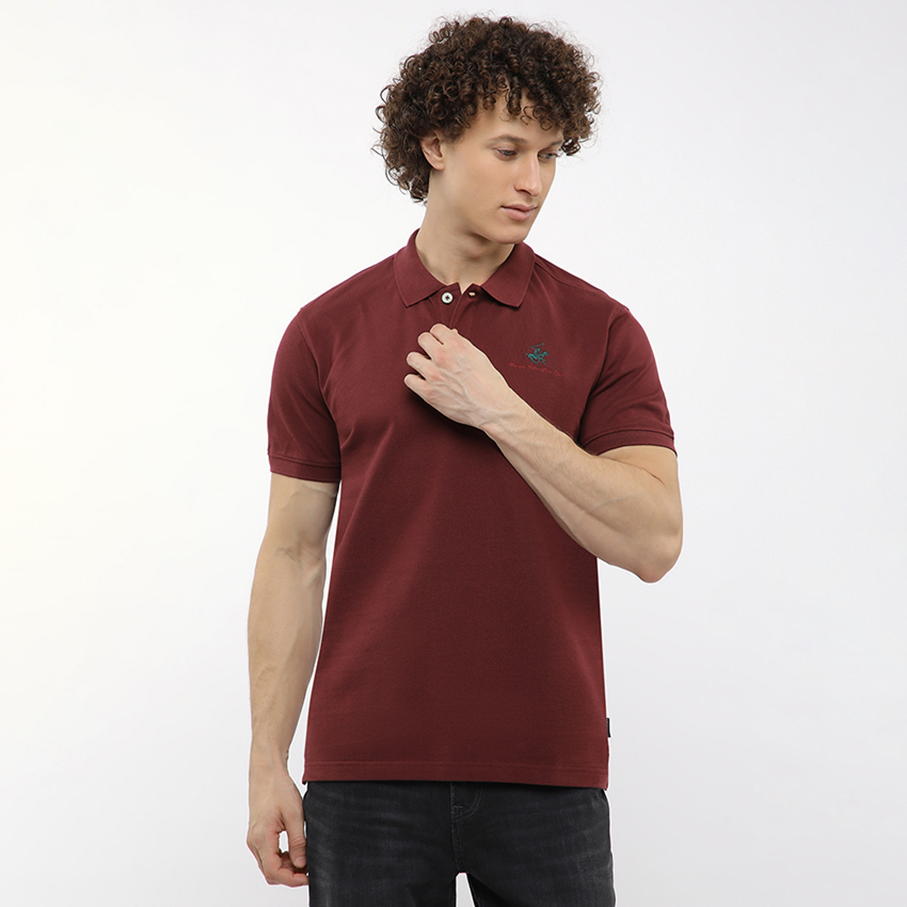 Beverly Hills Polo Club Plain Collared Short Sleeves Men's Polo T-Shirt-men-clothing-tshirtsandpolos-polos-image-1