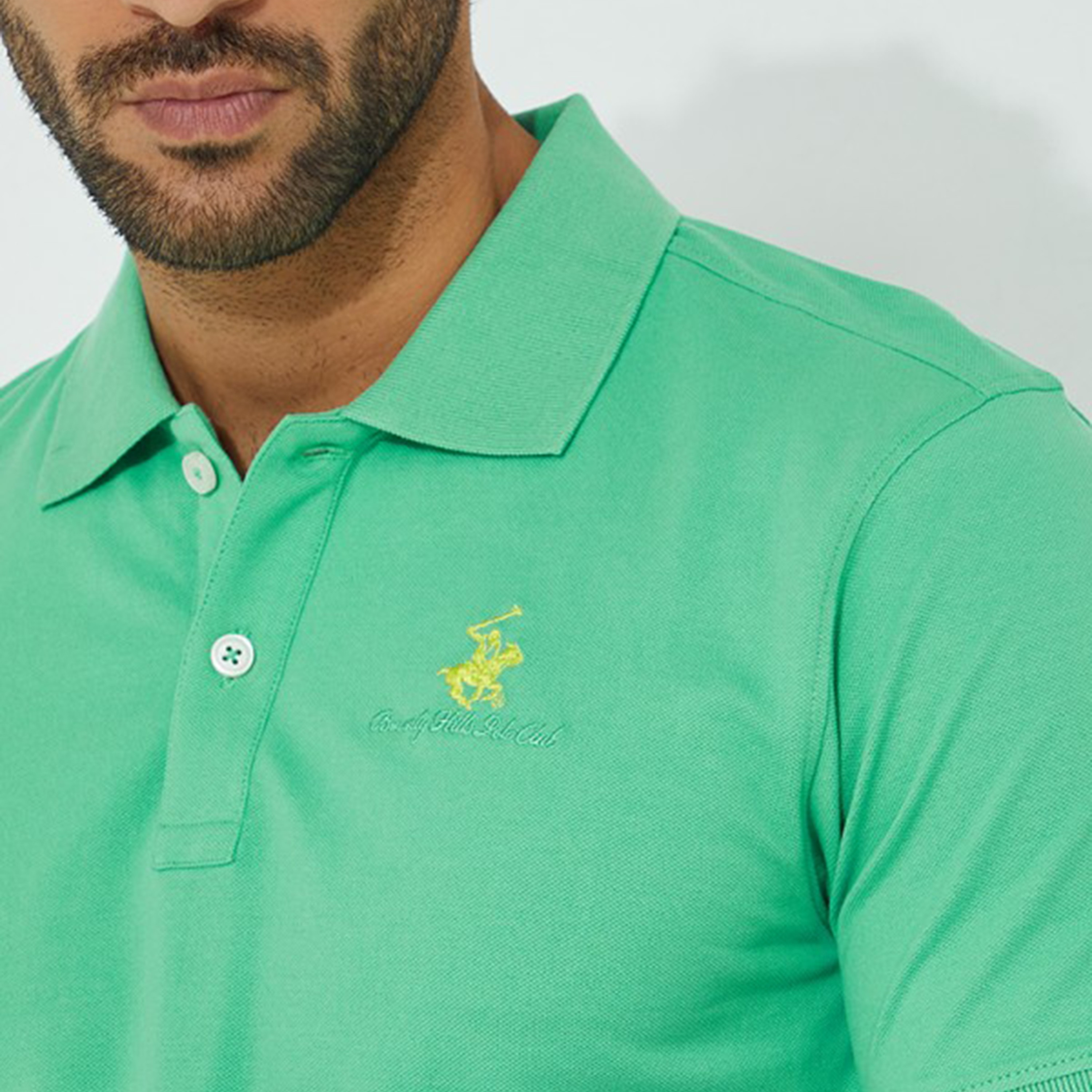 تي شيرت بيفرلي هيلز بولو كلب بأكمام قصيرة سادة بلون أزرق للرجال-men-clothing-tshirtsandpolos-polos-image-7