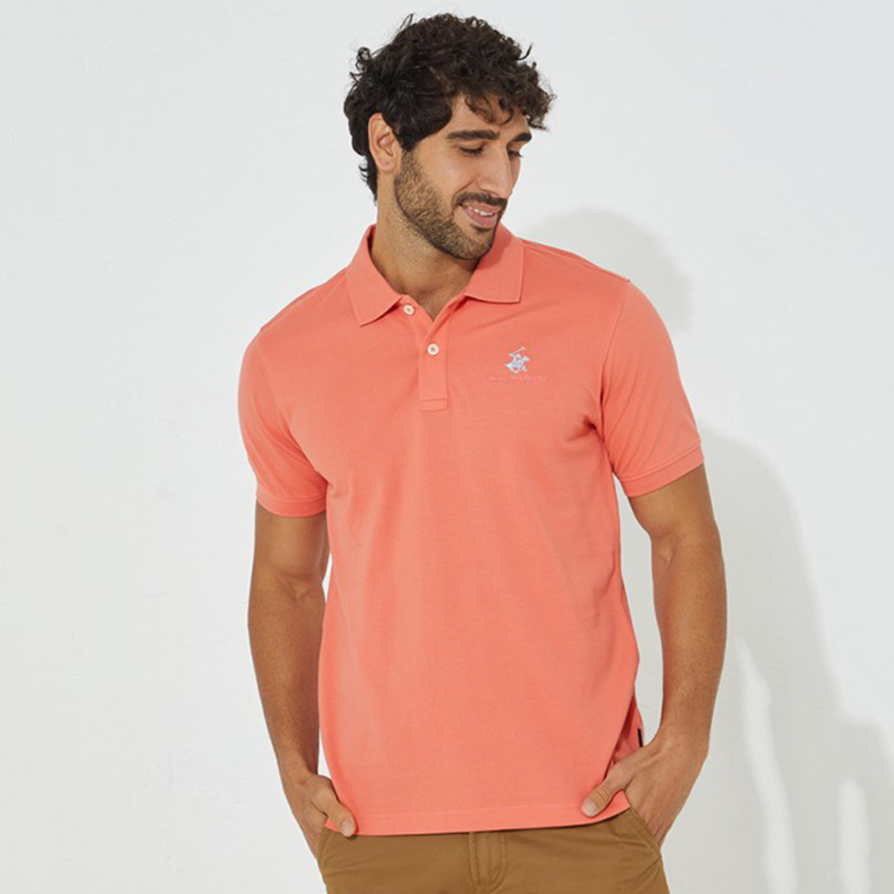 تي شيرت بيفرلي هيلز بولو كلب بأكمام قصيرة سادة بلون أزرق للرجال-men-clothing-tshirtsandpolos-polos-image-9
