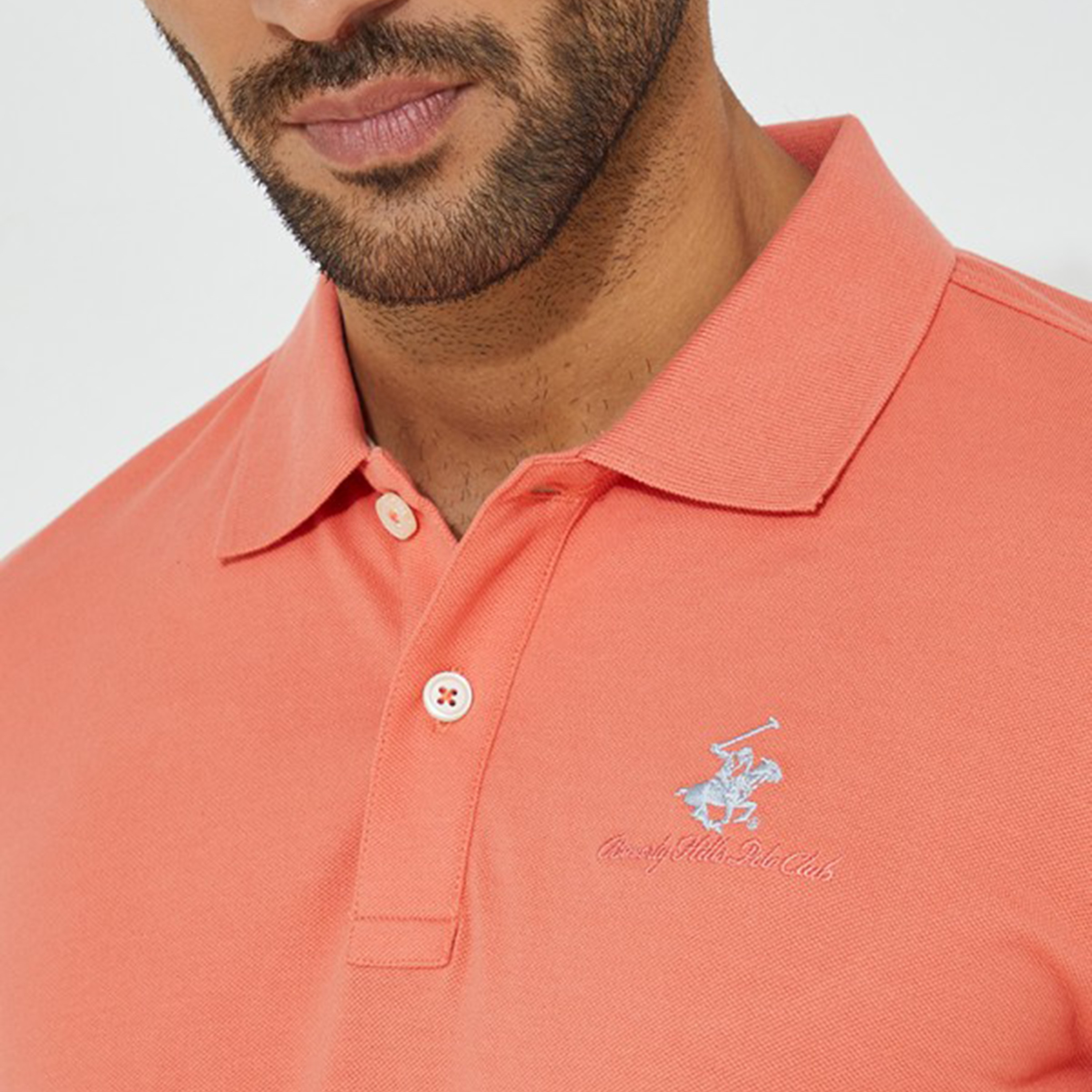تي شيرت بيفرلي هيلز بولو كلب بأكمام قصيرة سادة بلون أزرق للرجال-men-clothing-tshirtsandpolos-polos-image-11