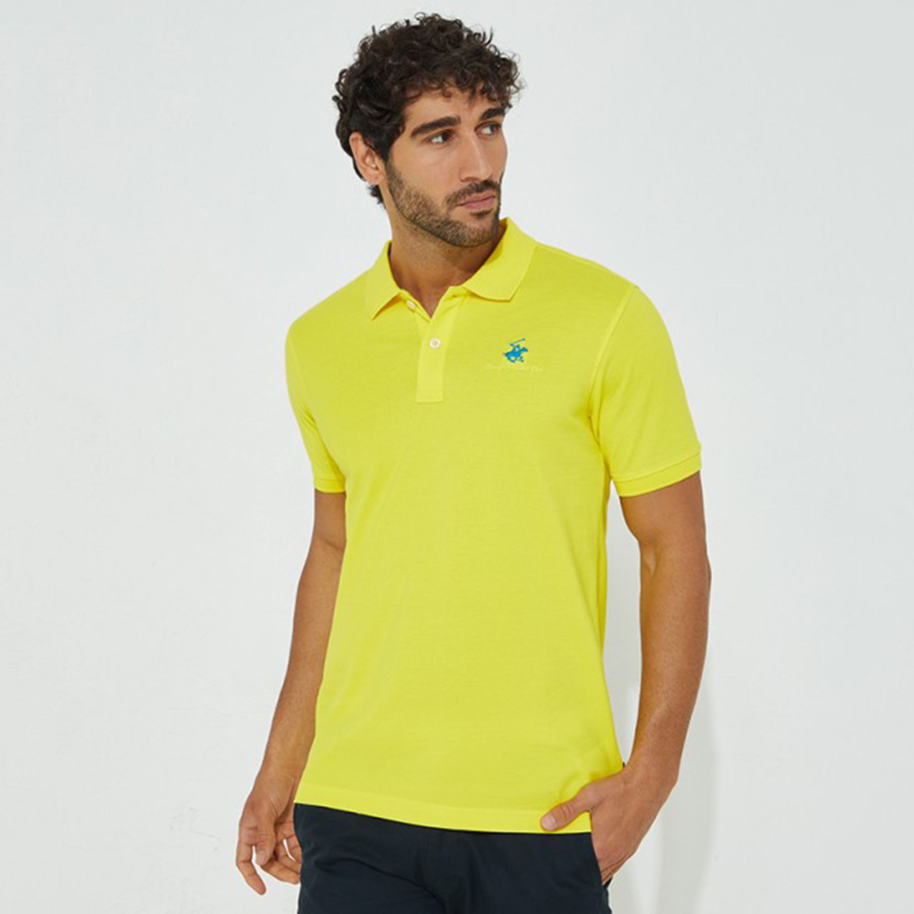 تي شيرت بيفرلي هيلز بولو كلب بأكمام قصيرة سادة بلون أزرق للرجال-men-clothing-tshirtsandpolos-polos-image-17