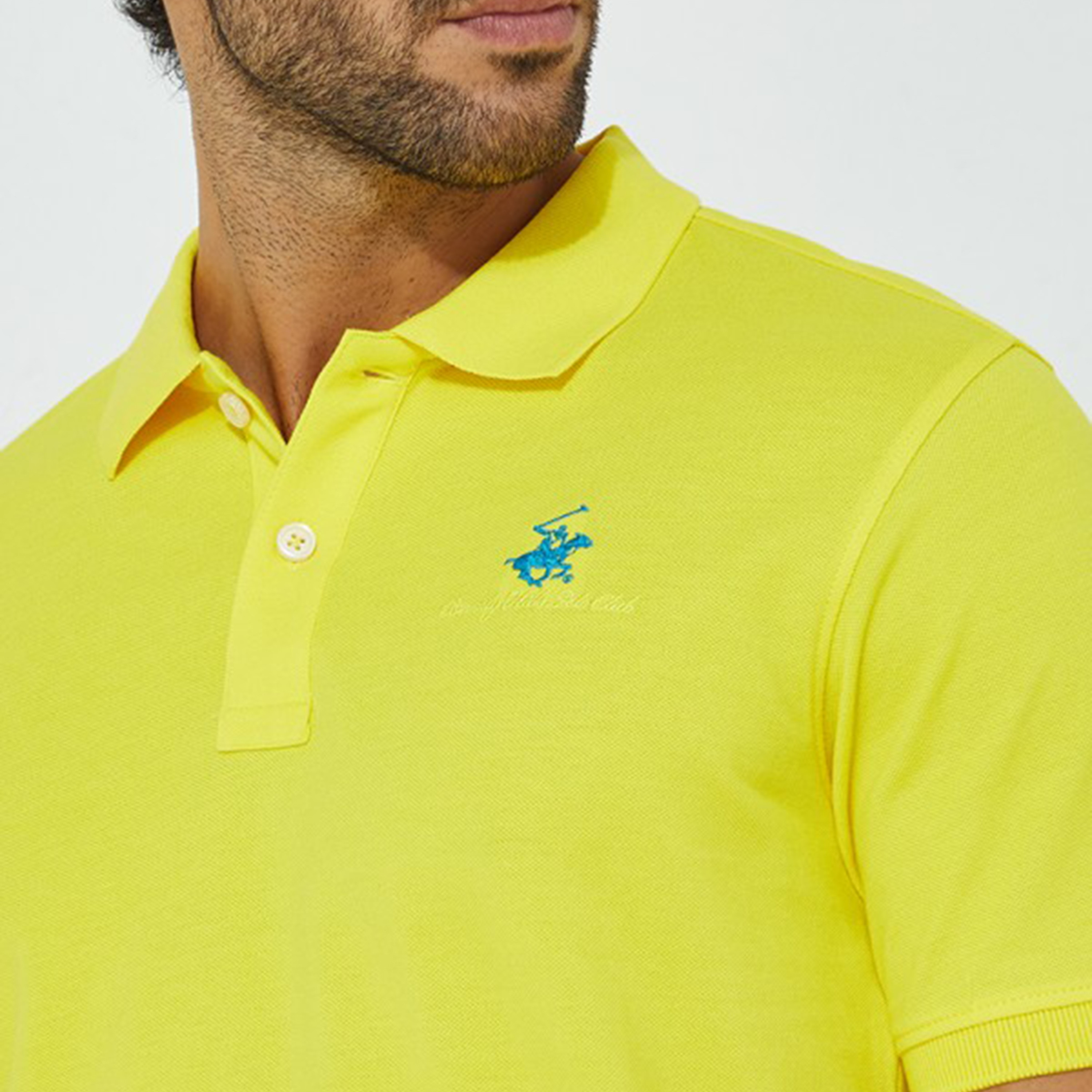 تي شيرت بيفرلي هيلز بولو كلب بأكمام قصيرة سادة بلون أزرق للرجال-men-clothing-tshirtsandpolos-polos-image-19